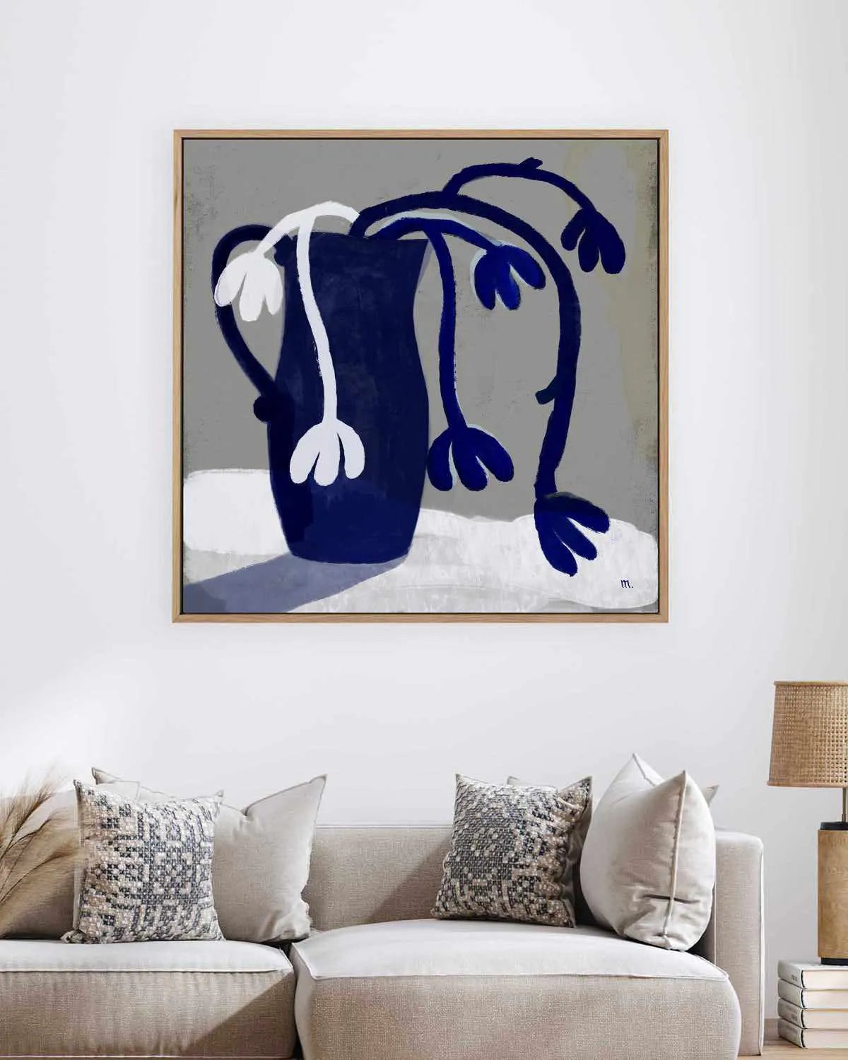 Blue Vase Interior by Marco Marella | Framed Canvas Art Print from Olive et Oriel where you can shop wallpaper and artworks online