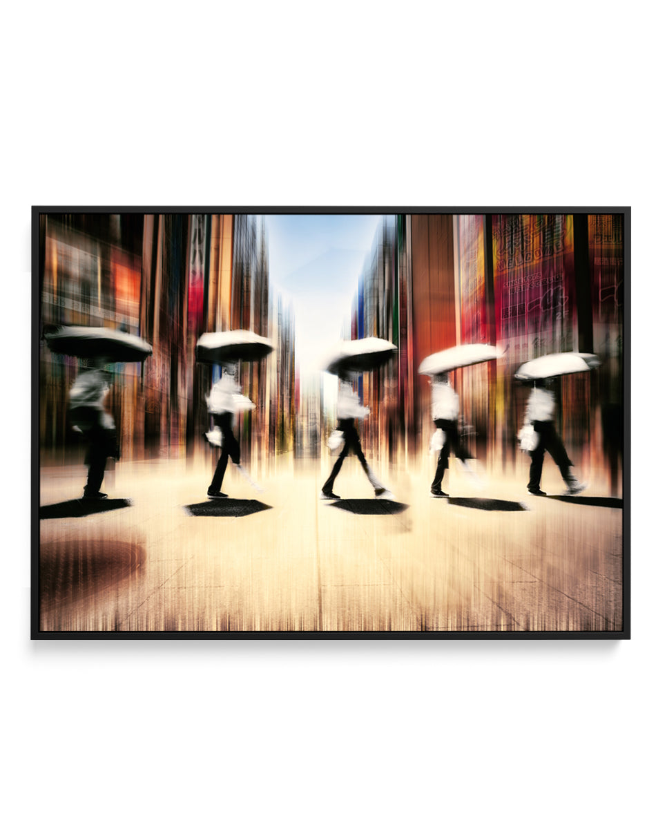 Blurred City Walkers by moucorn | Framed Canvas Art Print
