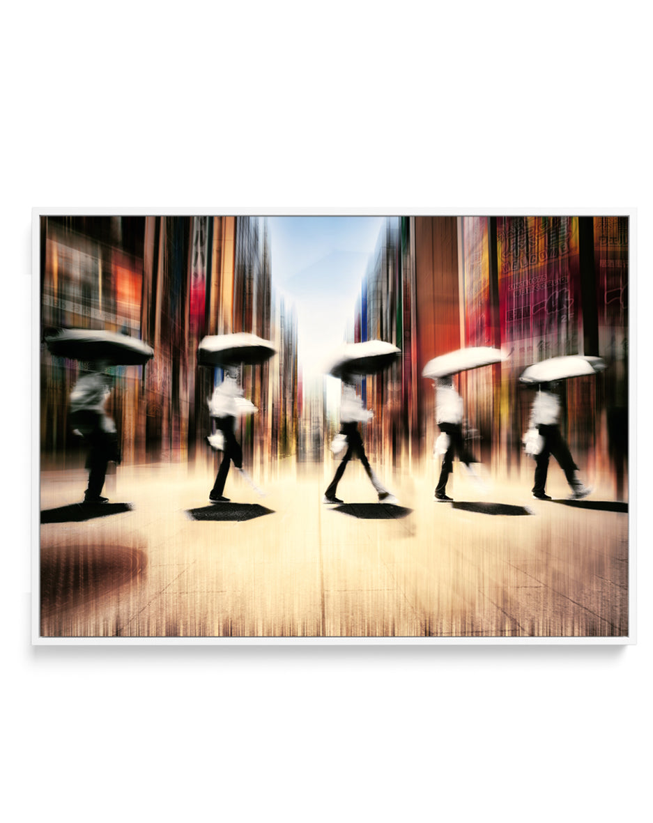 Blurred City Walkers by moucorn | Framed Canvas Art Print
