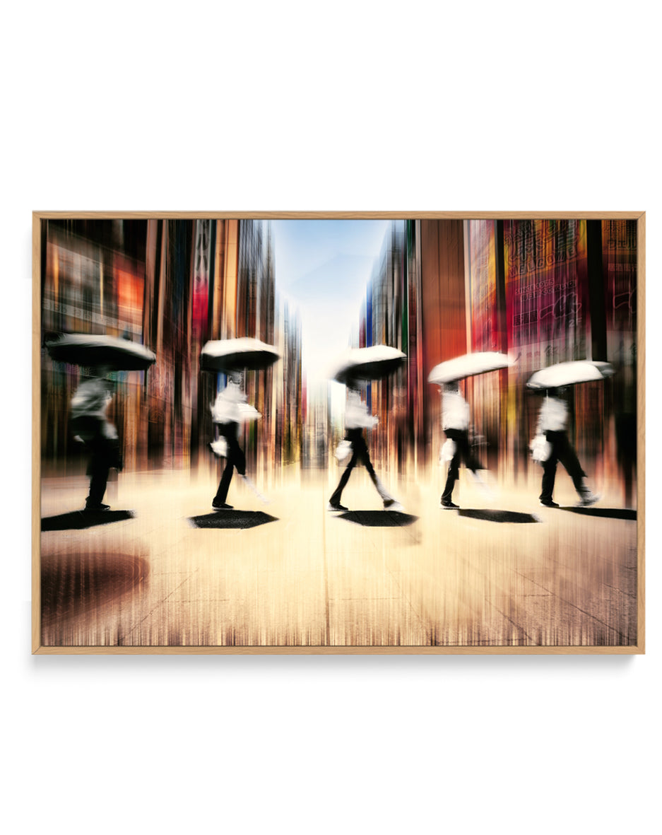 Blurred City Walkers by moucorn | Framed Canvas Art Print
