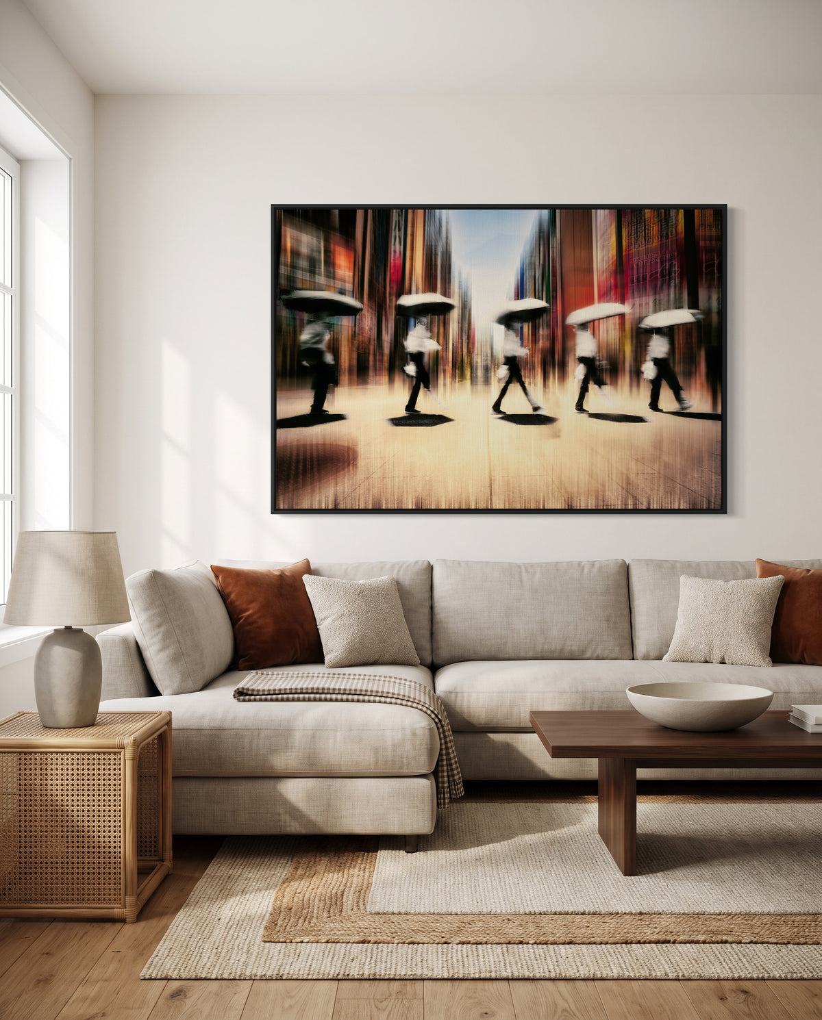 Blurred City Walkers by moucorn | Framed Canvas Art Print