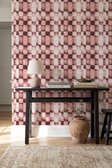 Blush Pink Loom Plaid Wallpaper