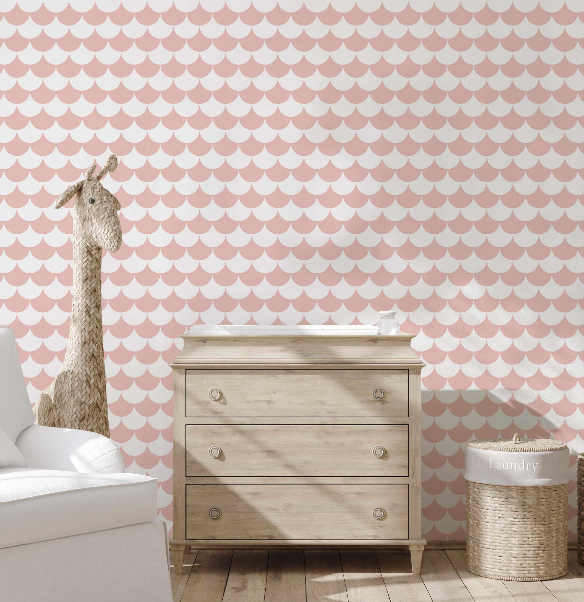 Blush Scallops Wallpaper-Wallpaper-Buy Kids Removable Wallpaper Online Our Custom Made Children√¢‚Ç¨‚Ñ¢s Wallpapers Are A Fun Way To Decorate And Enhance Boys Bedroom Decor And Girls Bedrooms They Are An Amazing Addition To Your Kids Bedroom Walls Our Collection of Kids Wallpaper Is Sure To Transform Your Kids Rooms Interior Style From Pink Wallpaper To Dinosaur Wallpaper Even Marble Wallpapers For Teen Boys Shop Peel And Stick Wallpaper Online Today With Olive et Oriel