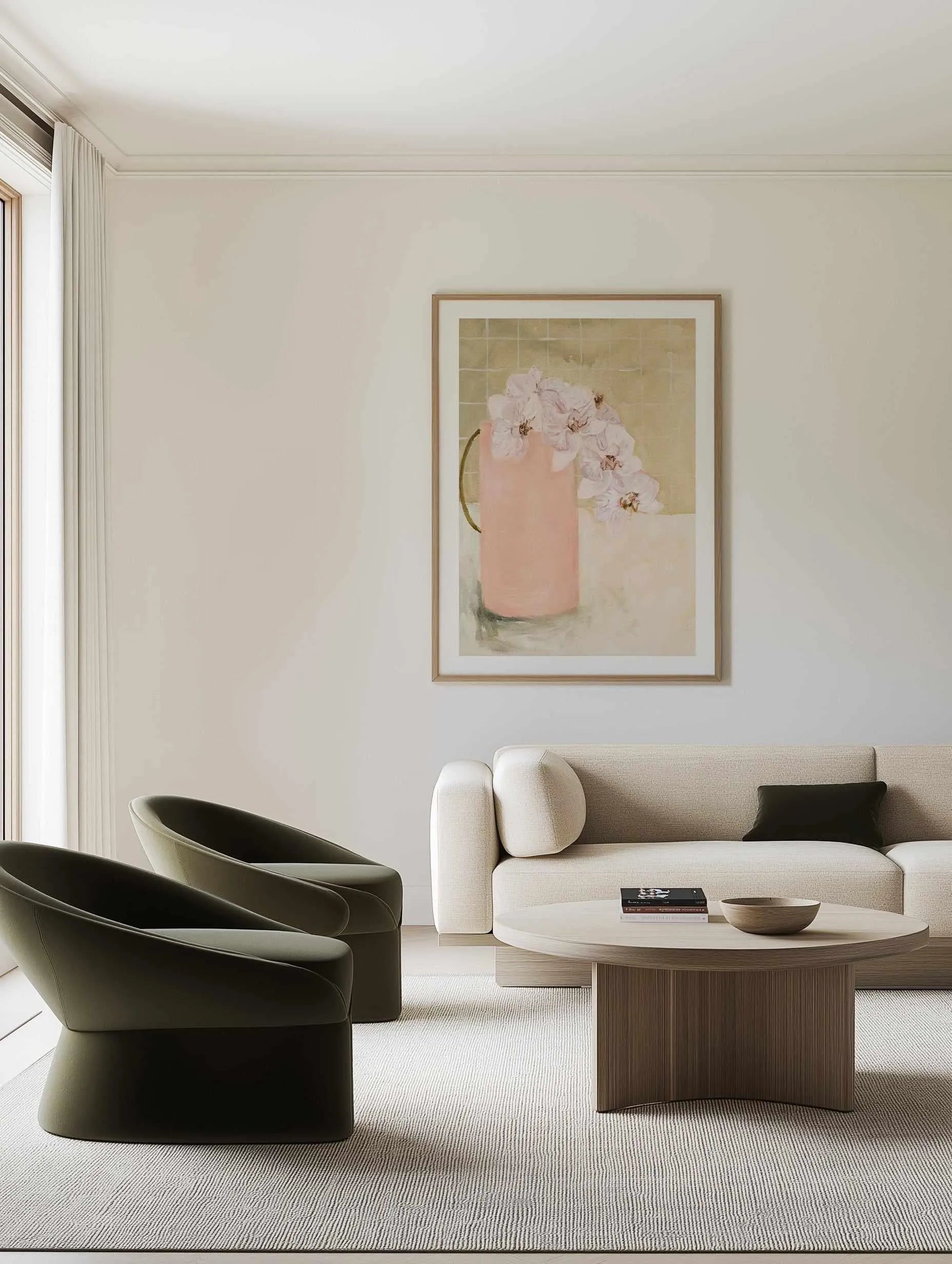 Blush Vase by Natalie Jane Art Print from Olive et Oriel where you can shop wallpaper and artworks online