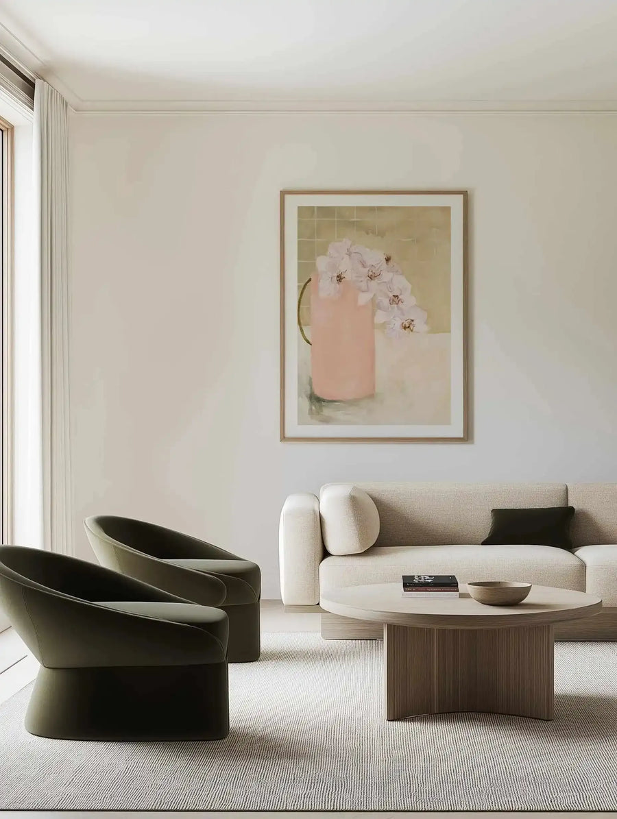 Blush Vase by Natalie Jane Art Print from Olive et Oriel where you can shop wallpaper and artworks online