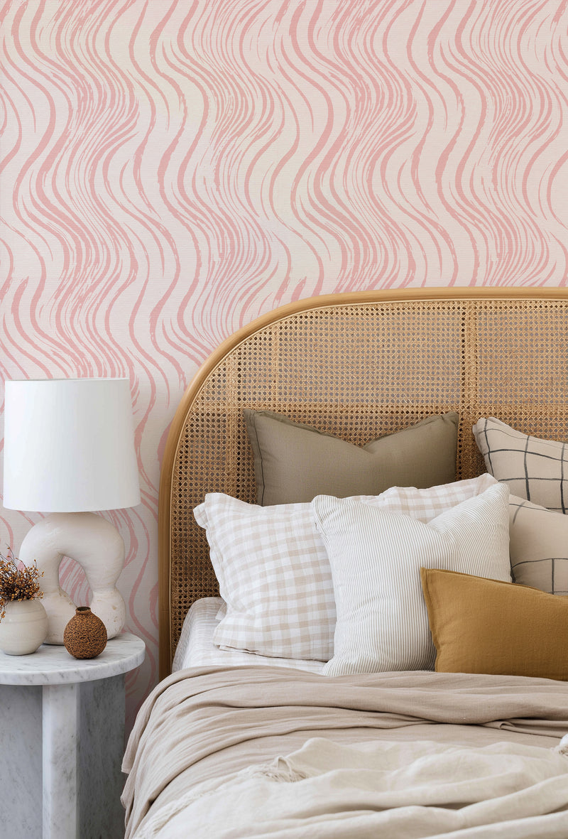 Blush Current in Pink Wallpaper from Olive et Oriel where you can shop wallpaper and artworks online