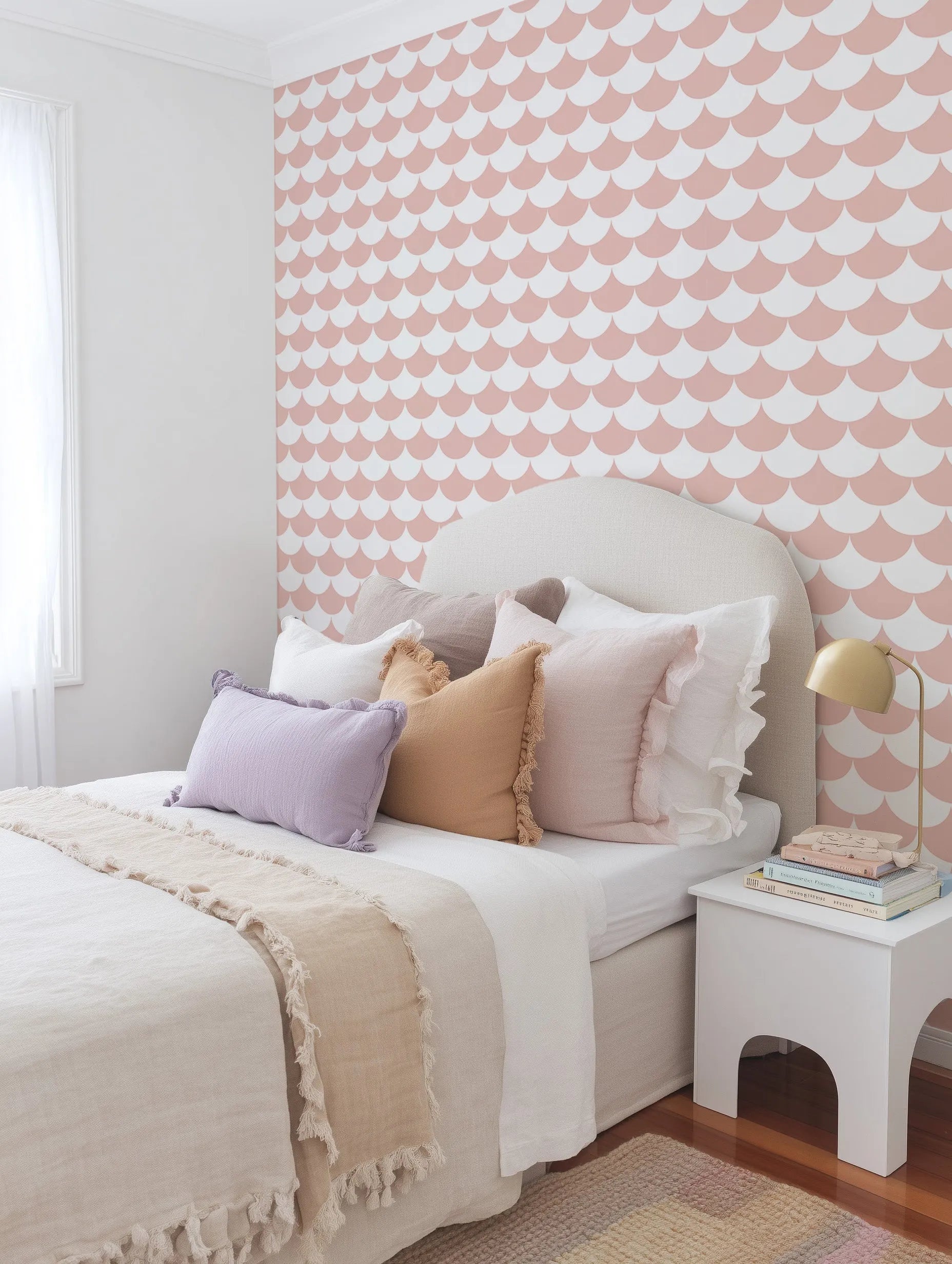 Blush Scallops Wallpaper from Olive et Oriel where you can shop wallpaper and artworks online