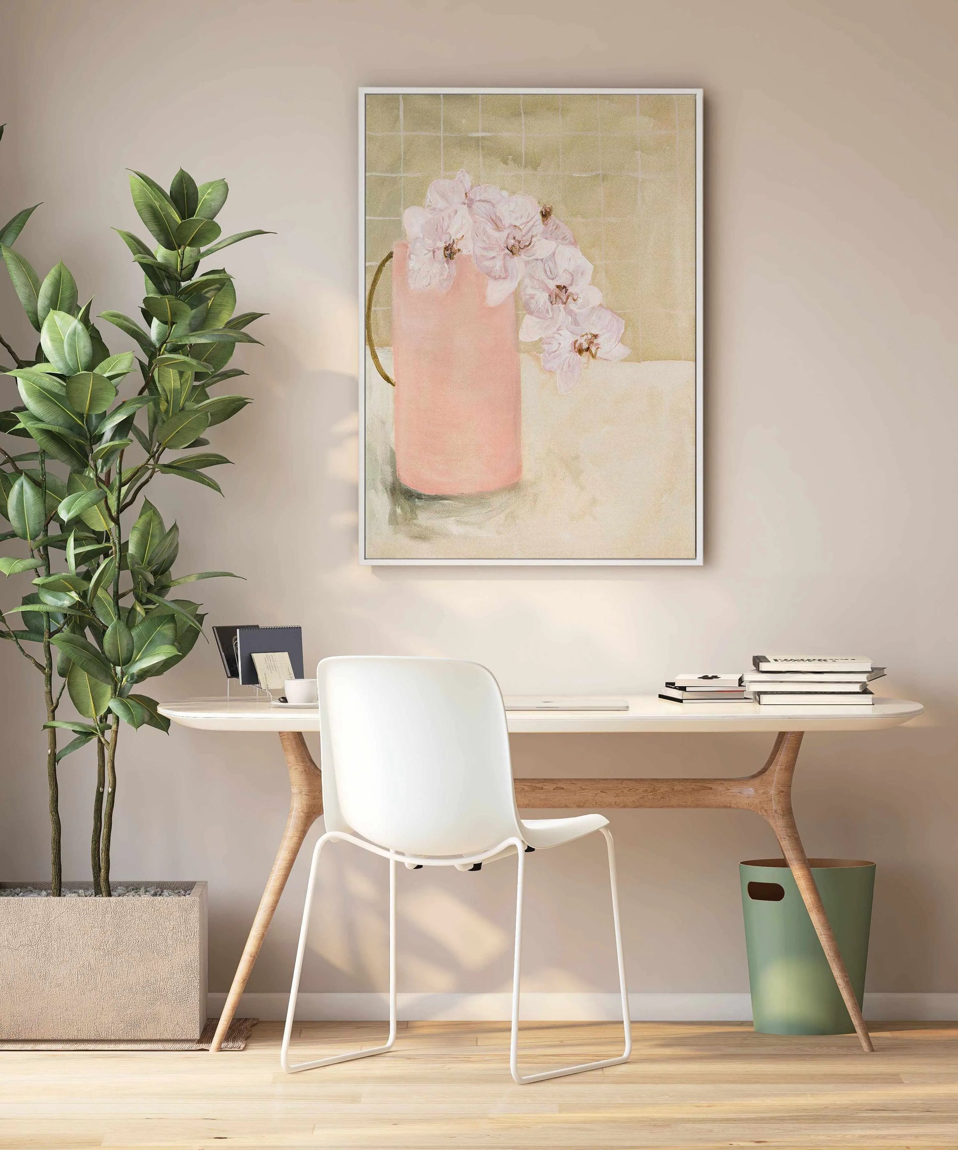 Blush Vase by Natalie Jane | Framed Canvas Art Print from Olive et Oriel where you can shop wallpaper and artworks online