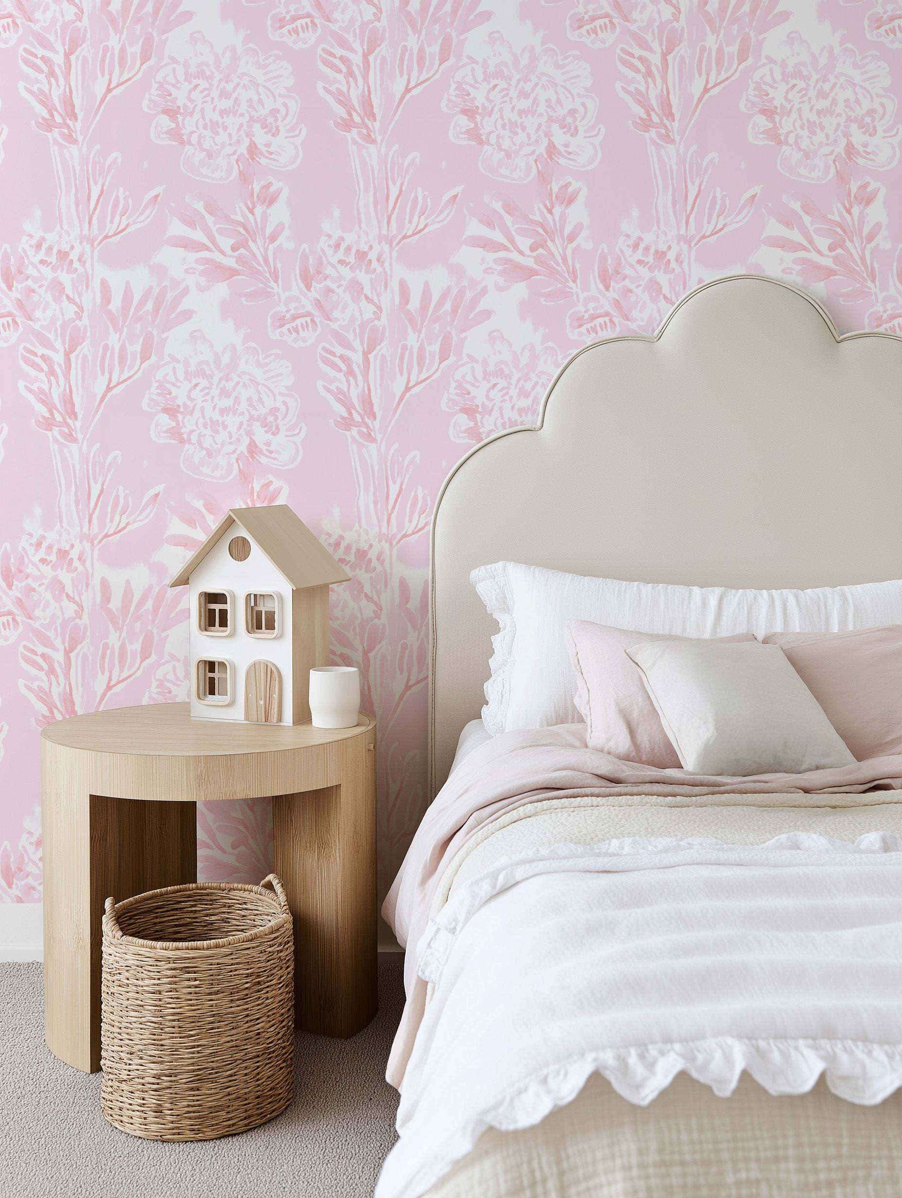 Blushed Pink Botanica Wallpaper from Olive et Oriel where you can shop wallpaper and artworks online