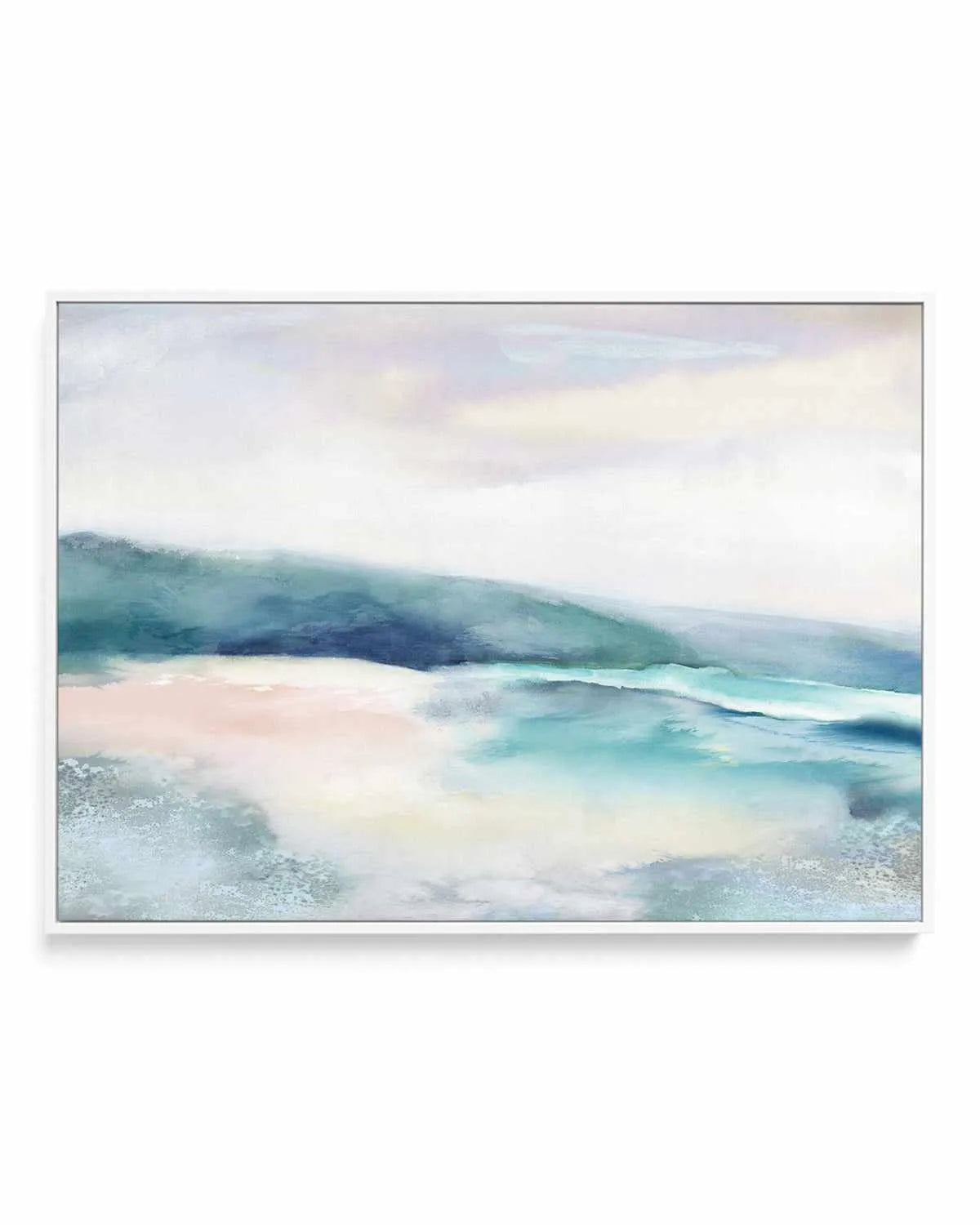 Blushing Blue Landscape | Framed Canvas Art Print from Olive et Oriel where you can shop wallpaper and artworks online