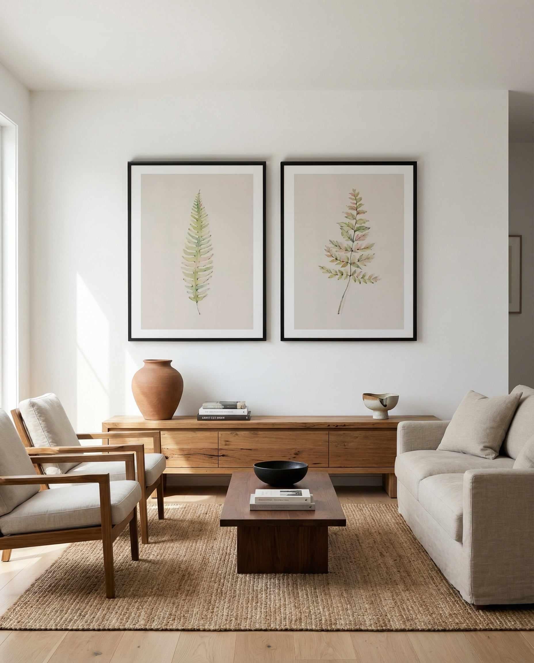 Blushing Fern I & II Art Print Set of 2 | Matching Wall Art from Olive et Oriel where you can shop wallpaper and artworks online
