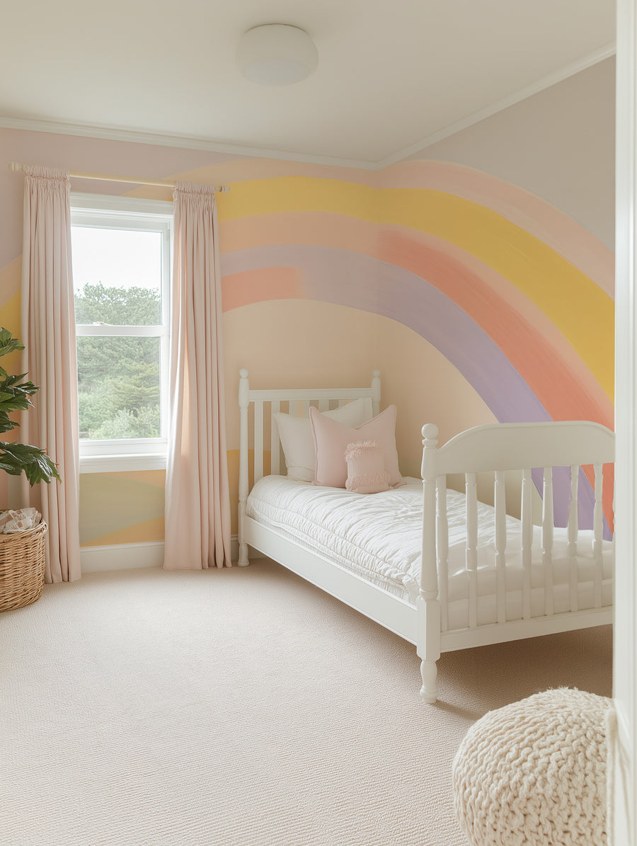 Blushing Rainbow Skies Wallpaper Mural from Olive et Oriel where you can shop wallpaper and artworks online