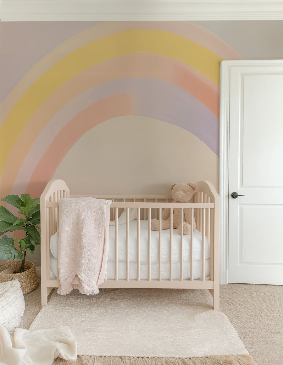 Blushing Rainbow Skies Wallpaper Mural from Olive et Oriel where you can shop wallpaper and artworks online