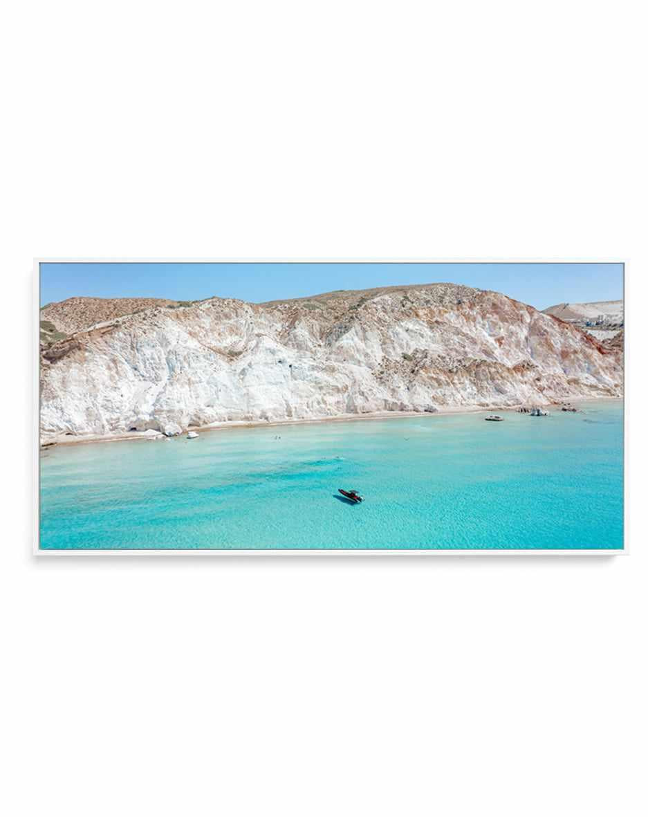 Boat Days Milos | Panoramic Canvas Art Print from Olive et Oriel where you can shop wallpaper and artworks online