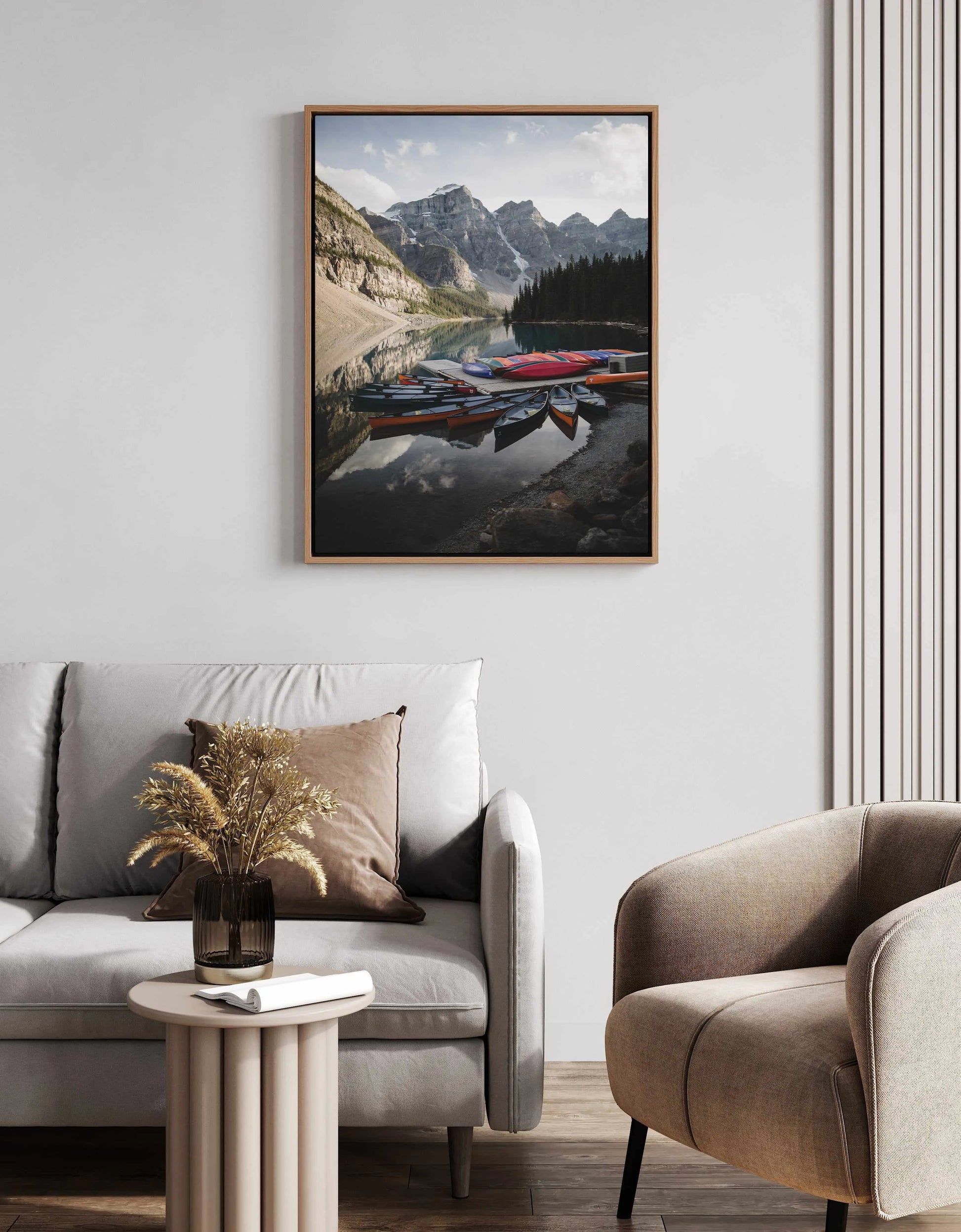 Boating in Banff by Kalen X | Framed Canvas Art Print from Olive et Oriel where you can shop wallpaper and artworks online