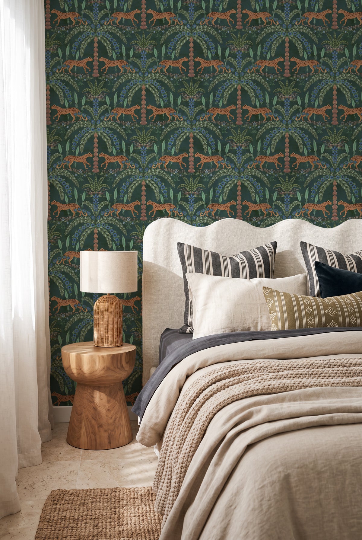 Boheme Cheetah in Forest Green Wallpaper