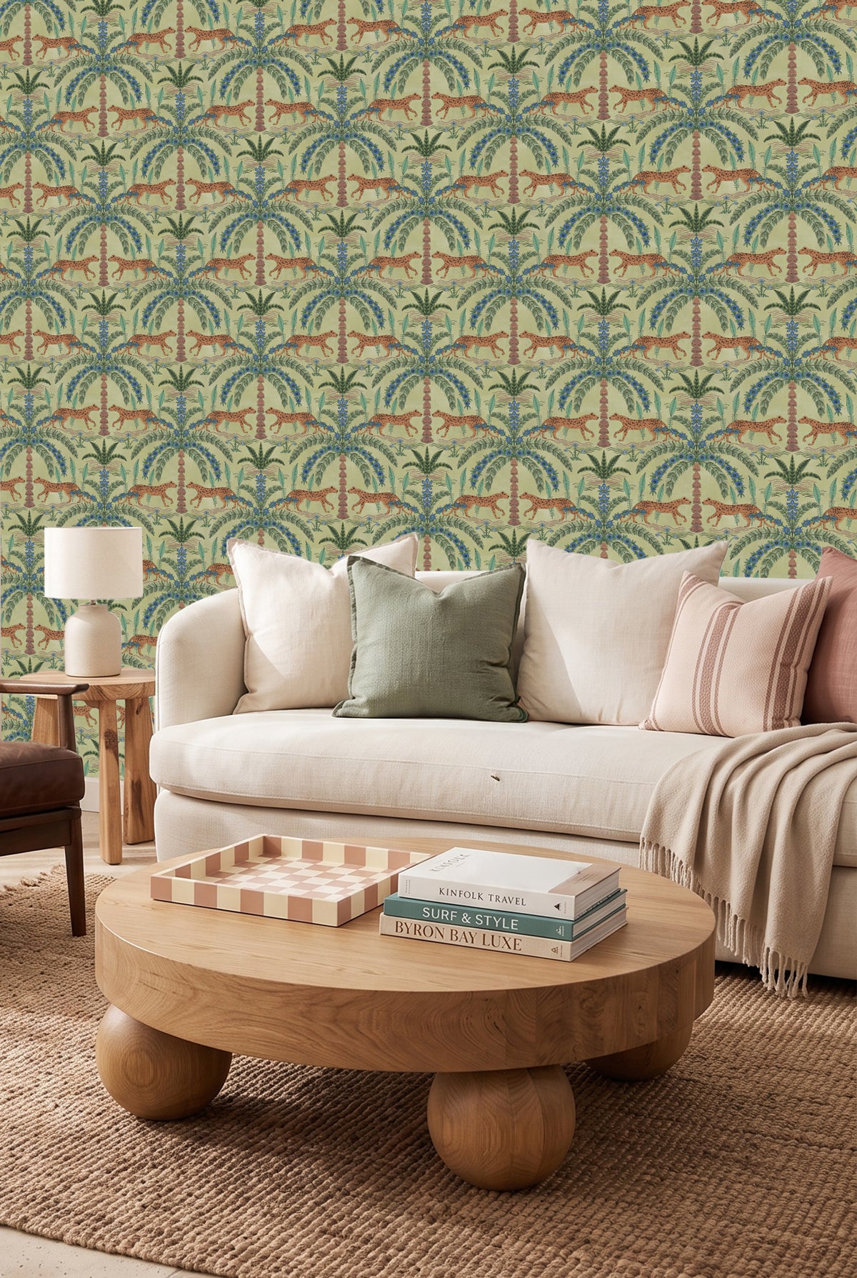 Boheme Cheetah in Sage Green Wallpaper