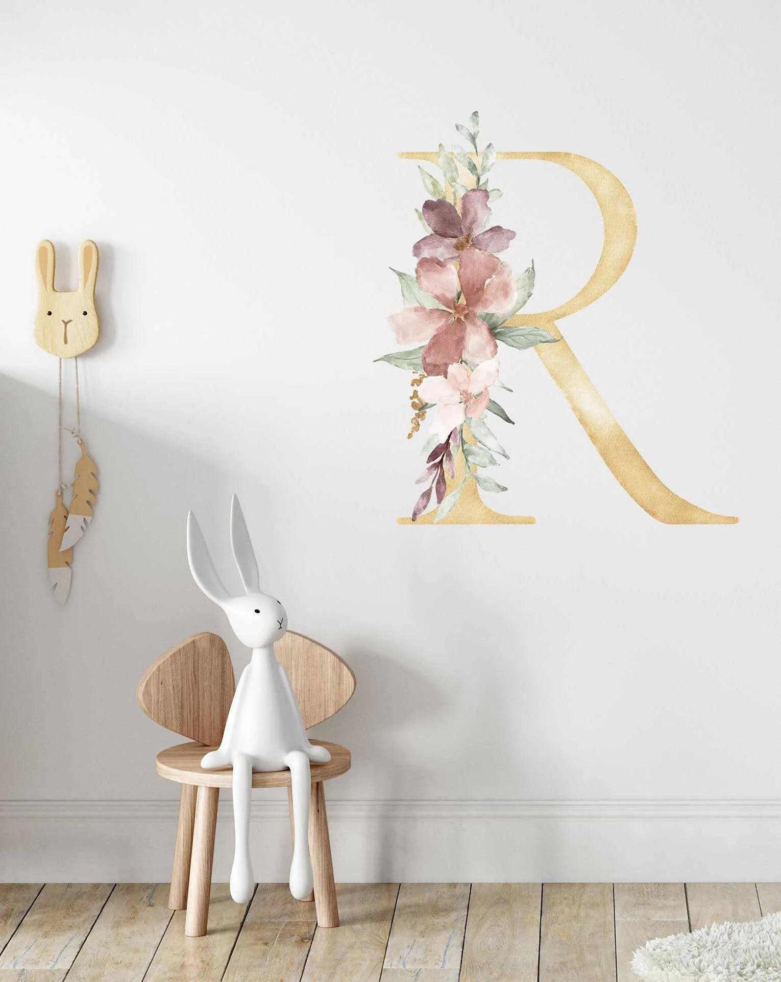 Bohemian Floral Letter Decal-Decals-Olive et Oriel-Decorate your kids bedroom wall decor with removable wall decals, these fabric kids decals are a great way to add colour and update your children's bedroom. Available as girls wall decals or boys wall decals, there are also nursery decals.