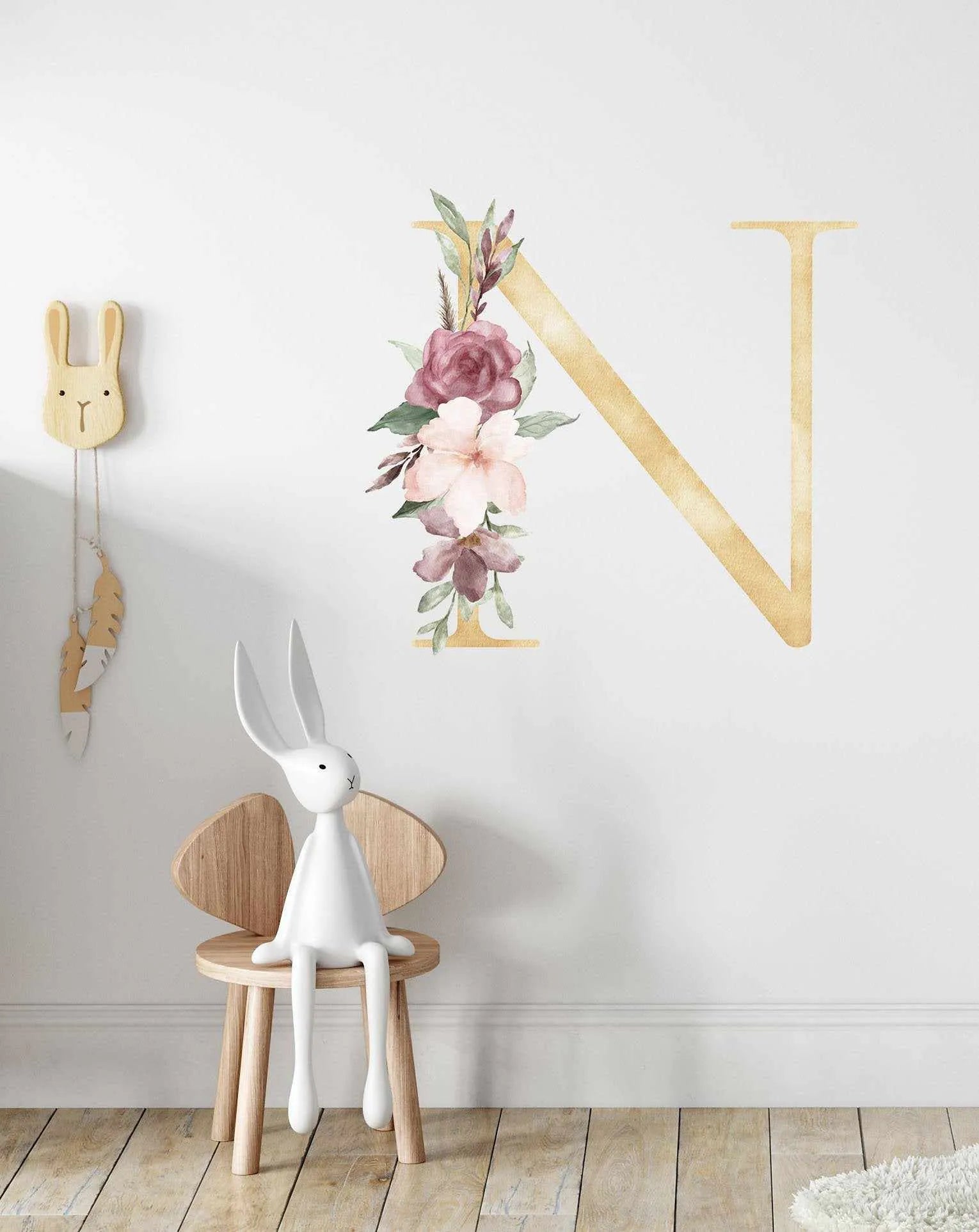 Bohemian Floral Letter Decal-Decals-Olive et Oriel-Decorate your kids bedroom wall decor with removable wall decals, these fabric kids decals are a great way to add colour and update your children's bedroom. Available as girls wall decals or boys wall decals, there are also nursery decals.