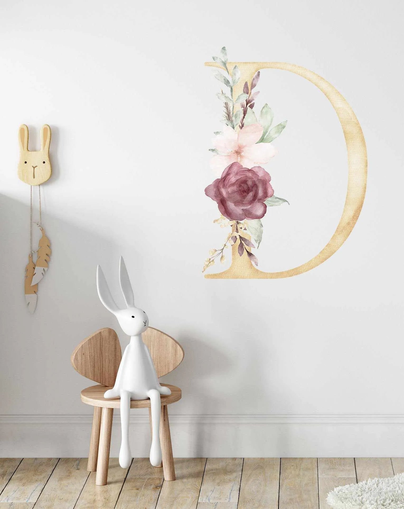 Bohemian Floral Letter Decal-Decals-Olive et Oriel-Decorate your kids bedroom wall decor with removable wall decals, these fabric kids decals are a great way to add colour and update your children's bedroom. Available as girls wall decals or boys wall decals, there are also nursery decals.