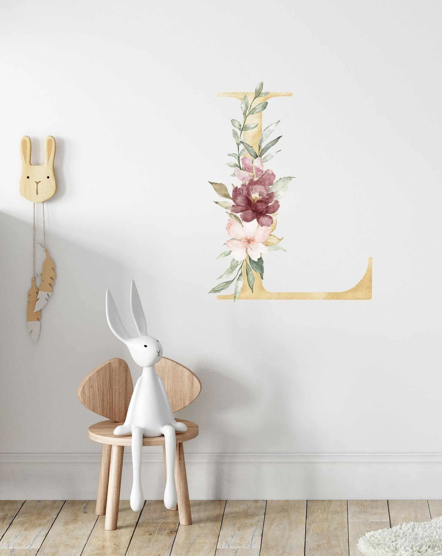 Bohemian Floral Letter Decal-Decals-Olive et Oriel-Decorate your kids bedroom wall decor with removable wall decals, these fabric kids decals are a great way to add colour and update your children's bedroom. Available as girls wall decals or boys wall decals, there are also nursery decals.