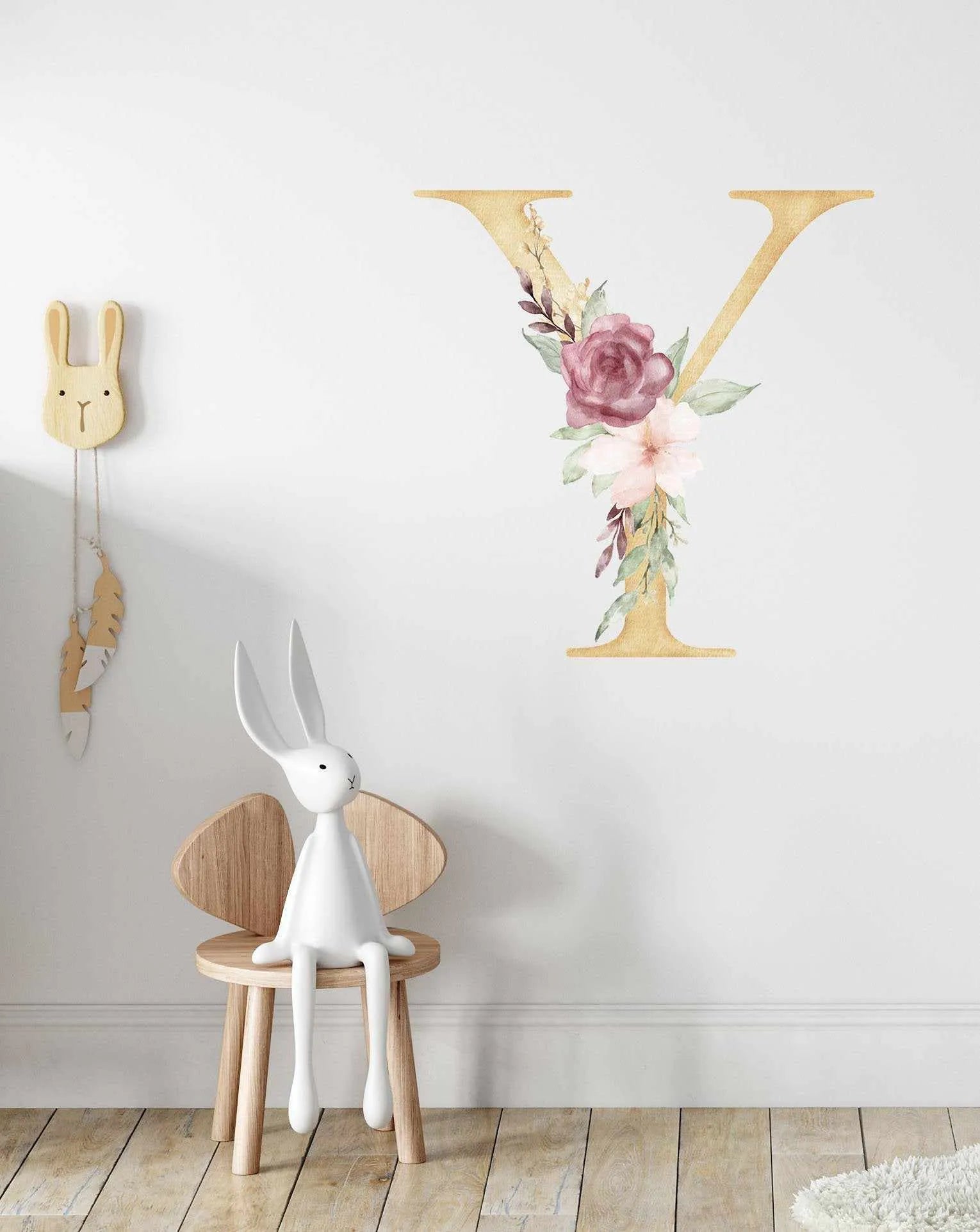 Bohemian Floral Letter Decal-Decals-Olive et Oriel-Decorate your kids bedroom wall decor with removable wall decals, these fabric kids decals are a great way to add colour and update your children's bedroom. Available as girls wall decals or boys wall decals, there are also nursery decals.