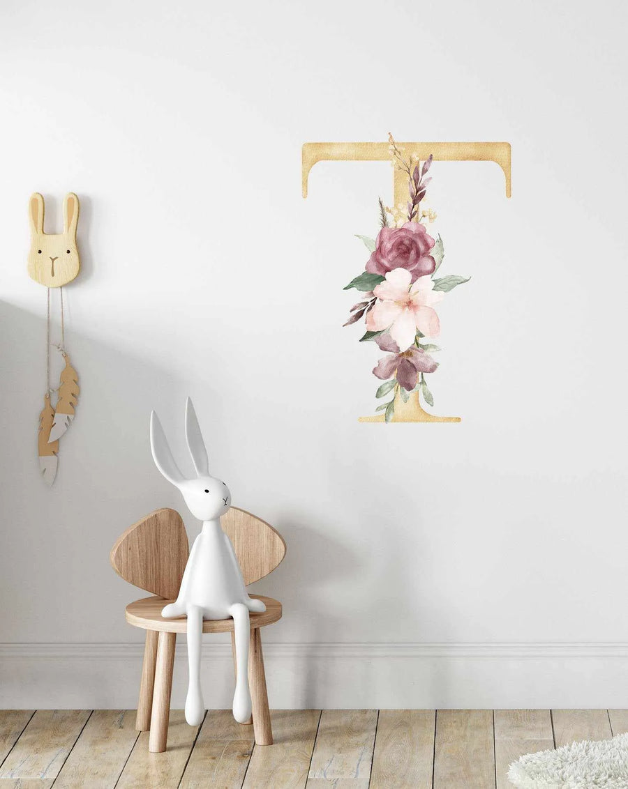 Bohemian Floral Letter Decal-Decals-Olive et Oriel-Decorate your kids bedroom wall decor with removable wall decals, these fabric kids decals are a great way to add colour and update your children's bedroom. Available as girls wall decals or boys wall decals, there are also nursery decals.