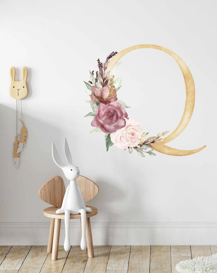 Bohemian Floral Letter Decal-Decals-Olive et Oriel-Decorate your kids bedroom wall decor with removable wall decals, these fabric kids decals are a great way to add colour and update your children's bedroom. Available as girls wall decals or boys wall decals, there are also nursery decals.