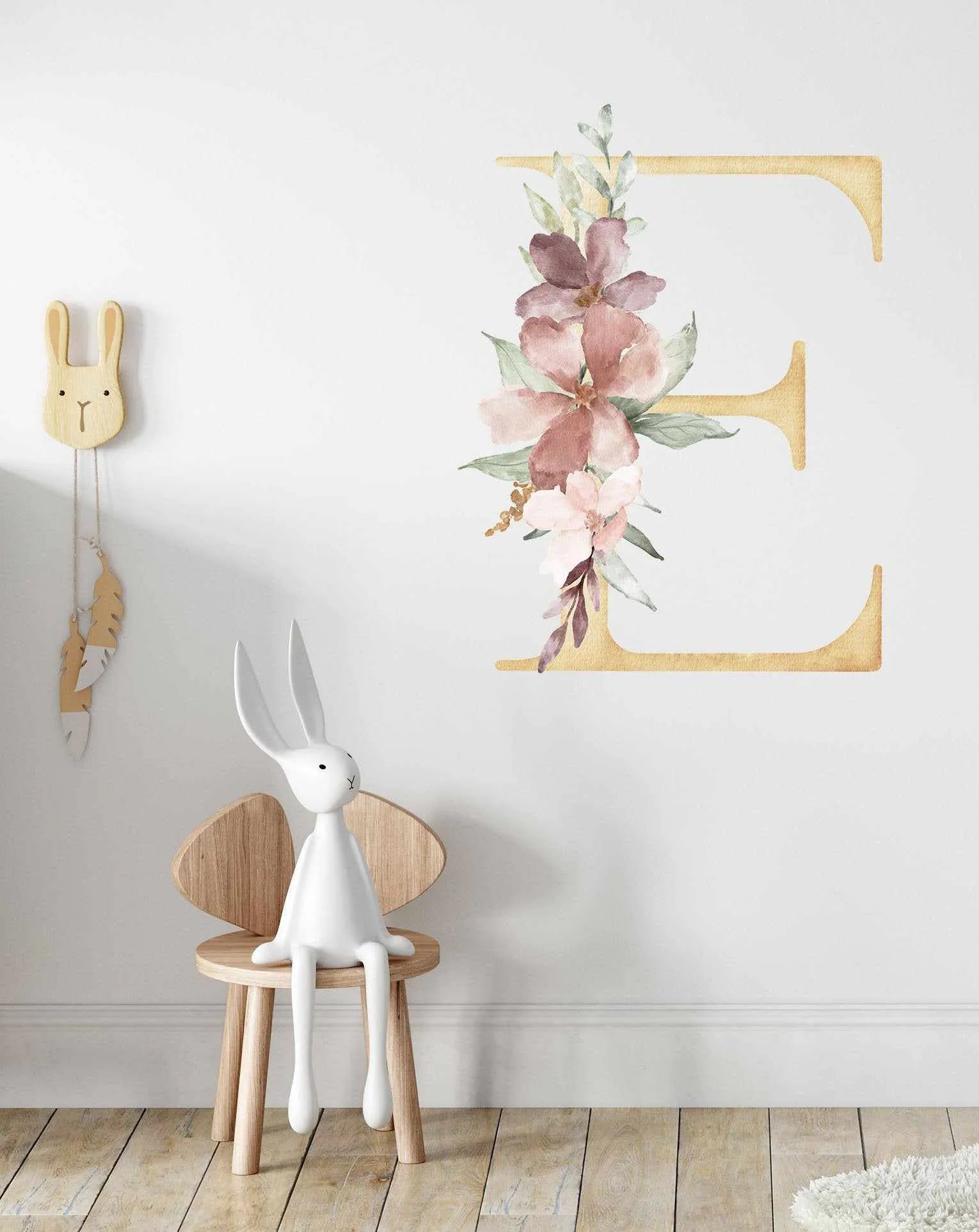 Bohemian Floral Letter Decal-Decals-Olive et Oriel-Decorate your kids bedroom wall decor with removable wall decals, these fabric kids decals are a great way to add colour and update your children's bedroom. Available as girls wall decals or boys wall decals, there are also nursery decals.