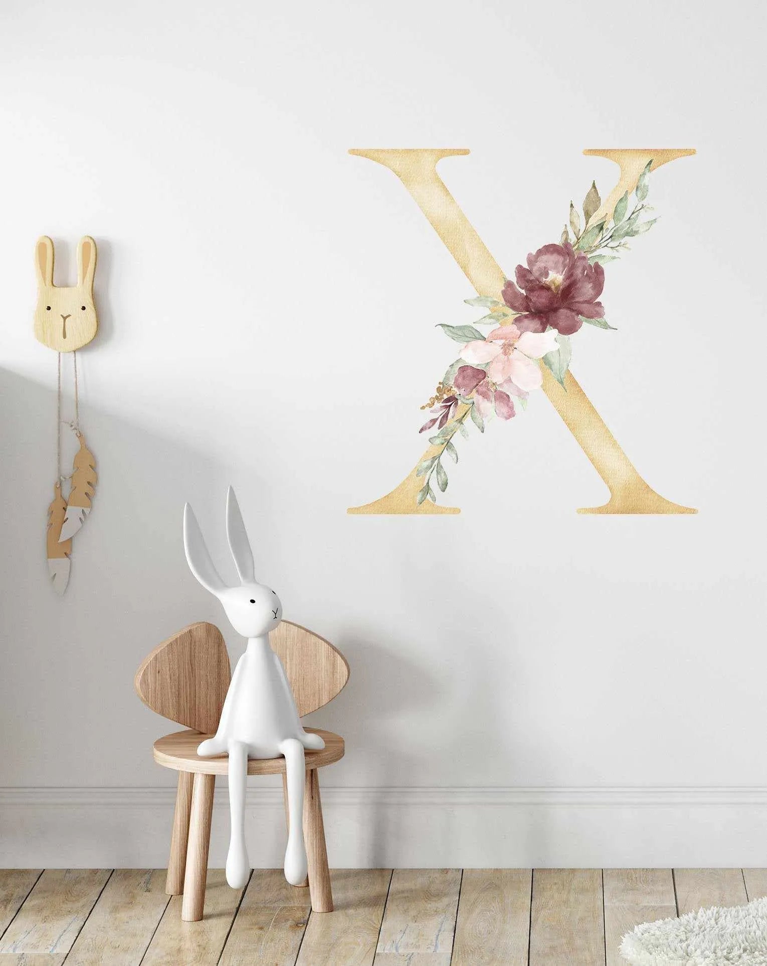 Bohemian Floral Letter Decal-Decals-Olive et Oriel-Decorate your kids bedroom wall decor with removable wall decals, these fabric kids decals are a great way to add colour and update your children's bedroom. Available as girls wall decals or boys wall decals, there are also nursery decals.