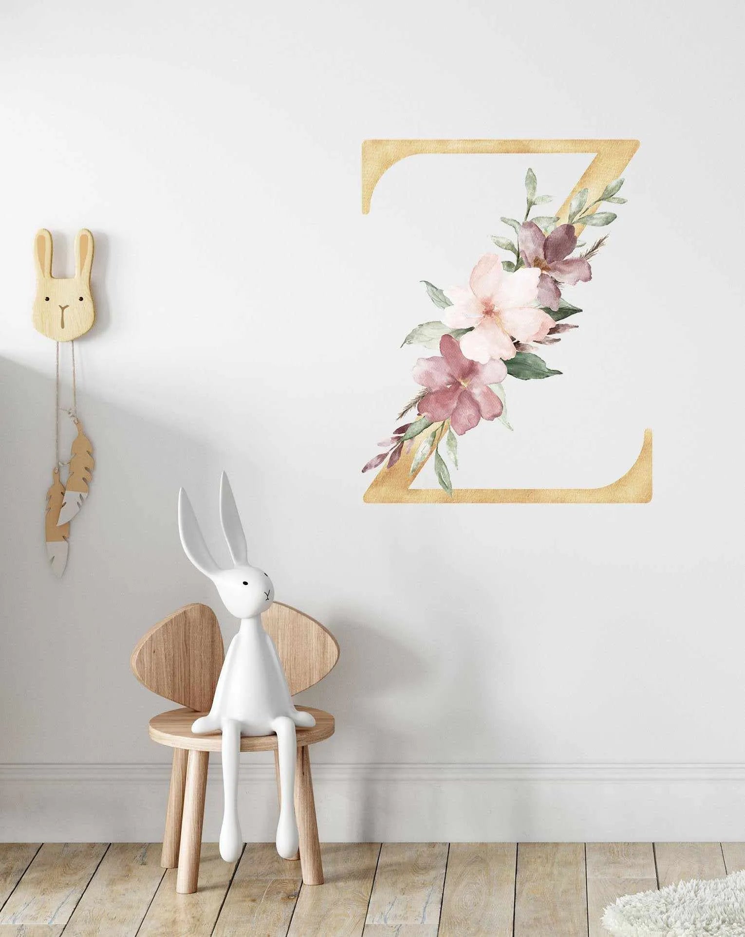 Bohemian Floral Letter Decal-Decals-Olive et Oriel-Decorate your kids bedroom wall decor with removable wall decals, these fabric kids decals are a great way to add colour and update your children's bedroom. Available as girls wall decals or boys wall decals, there are also nursery decals.