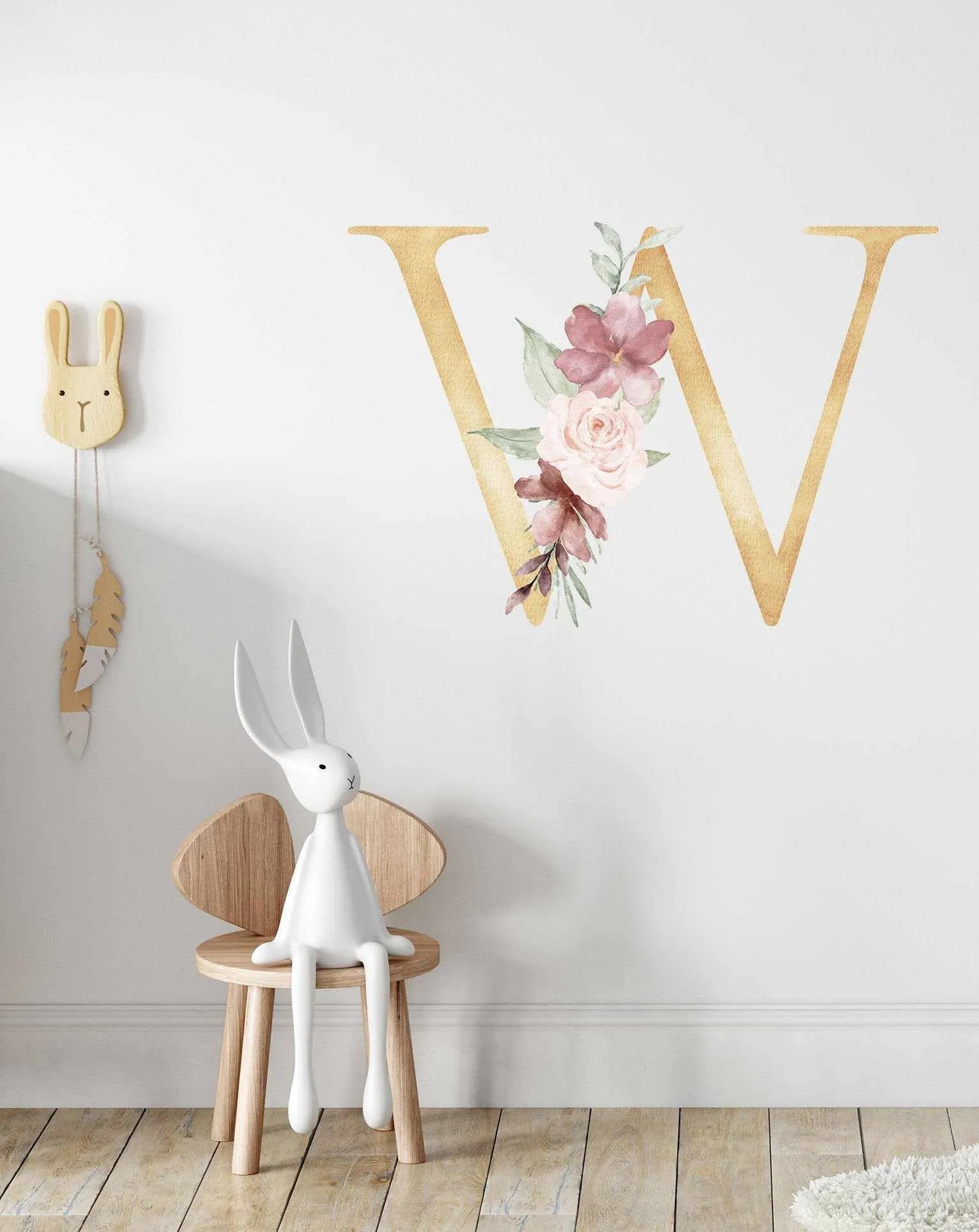 Bohemian Floral Letter Decal-Decals-Olive et Oriel-Decorate your kids bedroom wall decor with removable wall decals, these fabric kids decals are a great way to add colour and update your children's bedroom. Available as girls wall decals or boys wall decals, there are also nursery decals.