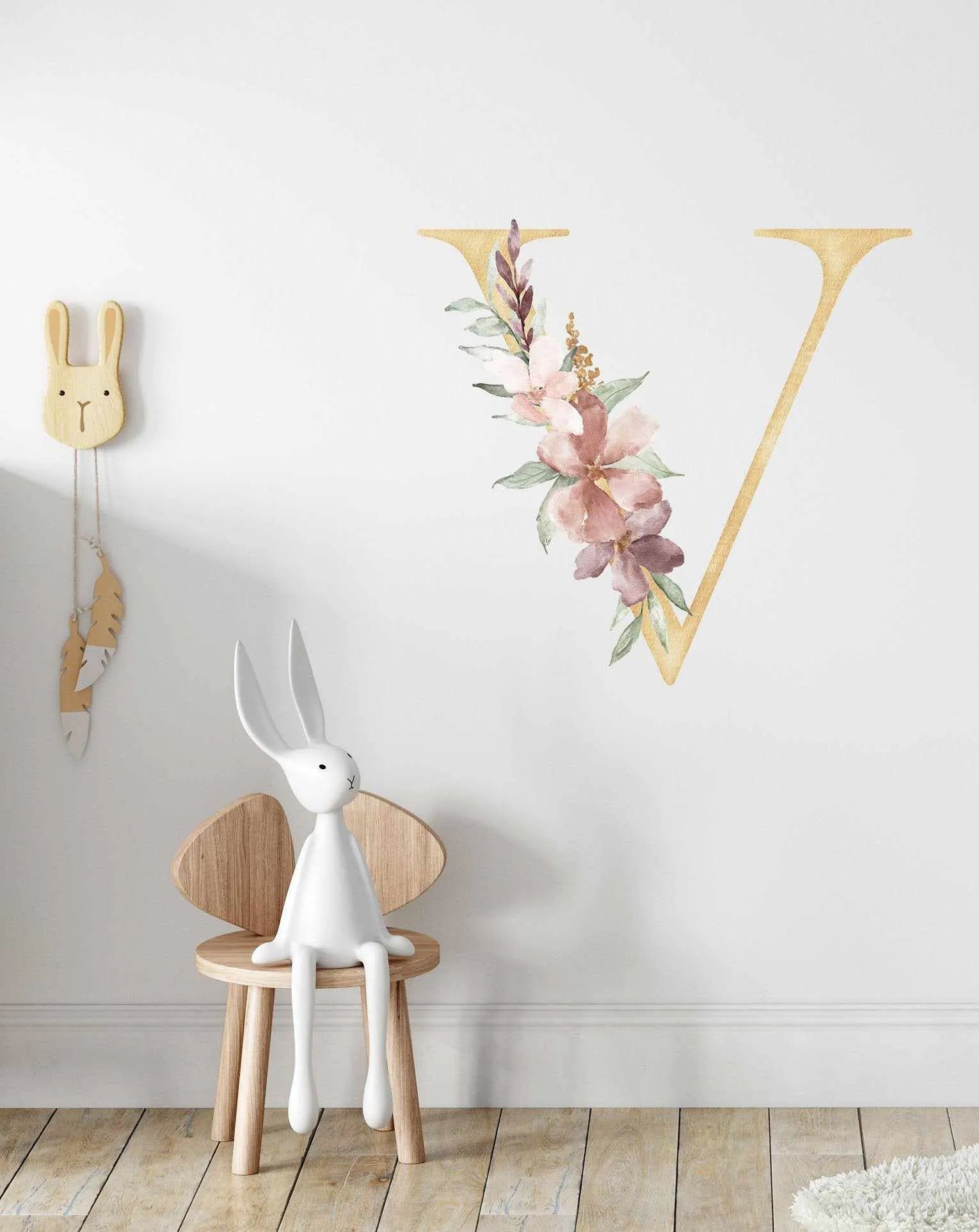 Bohemian Floral Letter Decal-Decals-Olive et Oriel-Decorate your kids bedroom wall decor with removable wall decals, these fabric kids decals are a great way to add colour and update your children's bedroom. Available as girls wall decals or boys wall decals, there are also nursery decals.