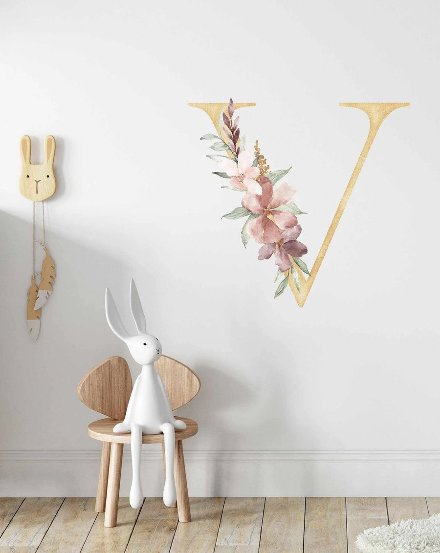 Bohemian Floral Letter Decal-Decals-Olive et Oriel-Decorate your kids bedroom wall decor with removable wall decals, these fabric kids decals are a great way to add colour and update your children's bedroom. Available as girls wall decals or boys wall decals, there are also nursery decals.