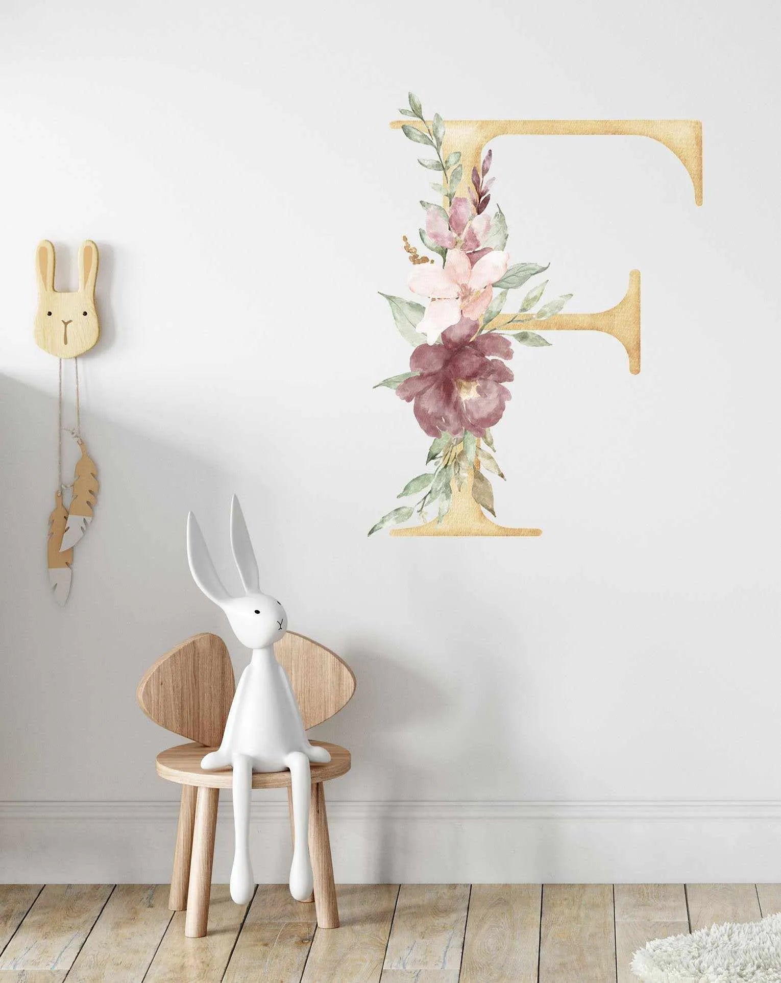 Bohemian Floral Letter Decal-Decals-Olive et Oriel-Decorate your kids bedroom wall decor with removable wall decals, these fabric kids decals are a great way to add colour and update your children's bedroom. Available as girls wall decals or boys wall decals, there are also nursery decals.