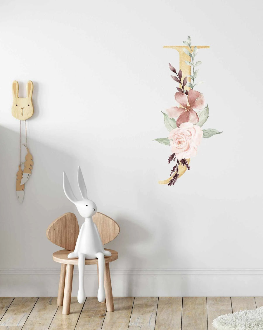 Bohemian Floral Letter Decal-Decals-Olive et Oriel-Decorate your kids bedroom wall decor with removable wall decals, these fabric kids decals are a great way to add colour and update your children's bedroom. Available as girls wall decals or boys wall decals, there are also nursery decals.