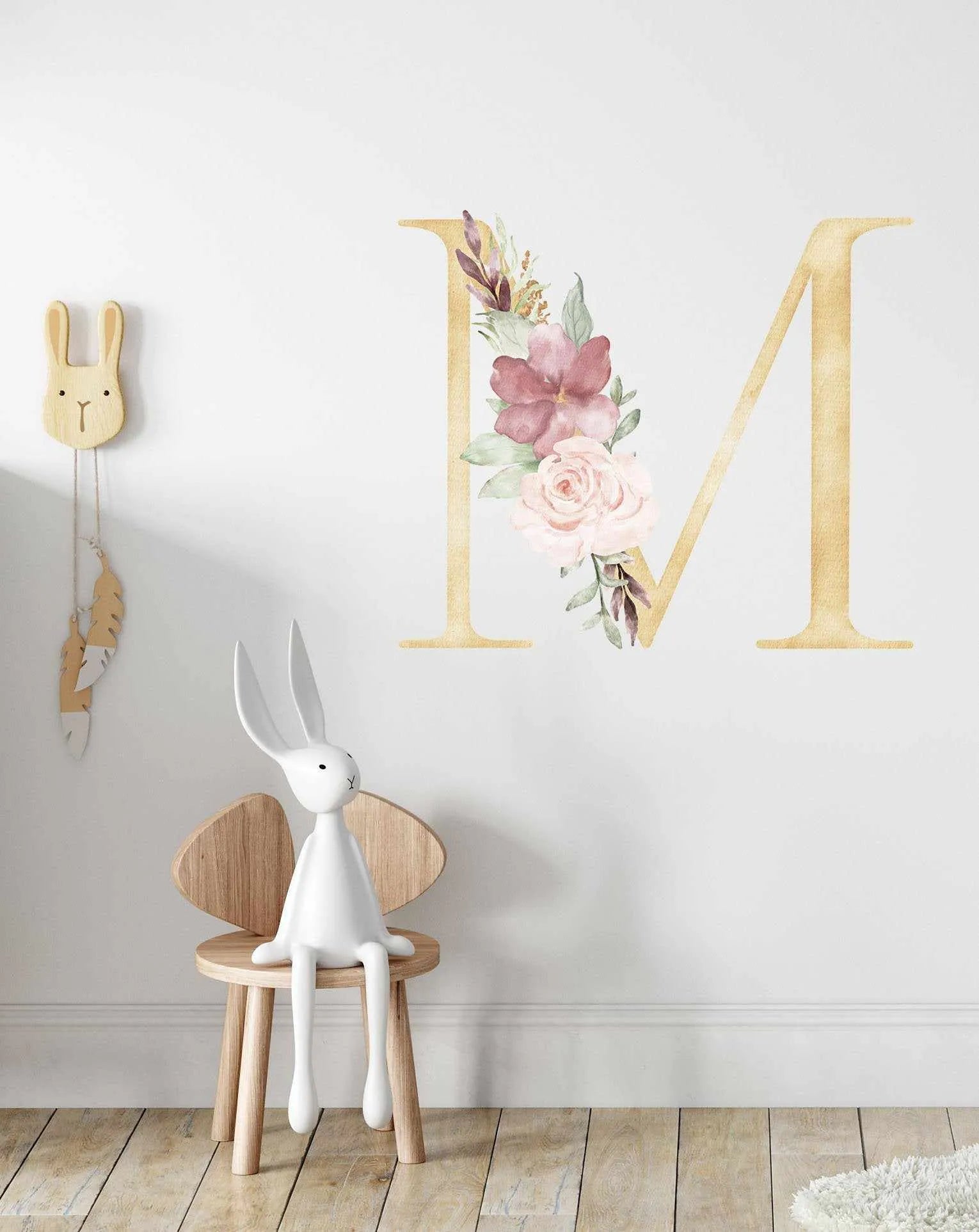 Bohemian Floral Letter Decal-Decals-Olive et Oriel-Decorate your kids bedroom wall decor with removable wall decals, these fabric kids decals are a great way to add colour and update your children's bedroom. Available as girls wall decals or boys wall decals, there are also nursery decals.
