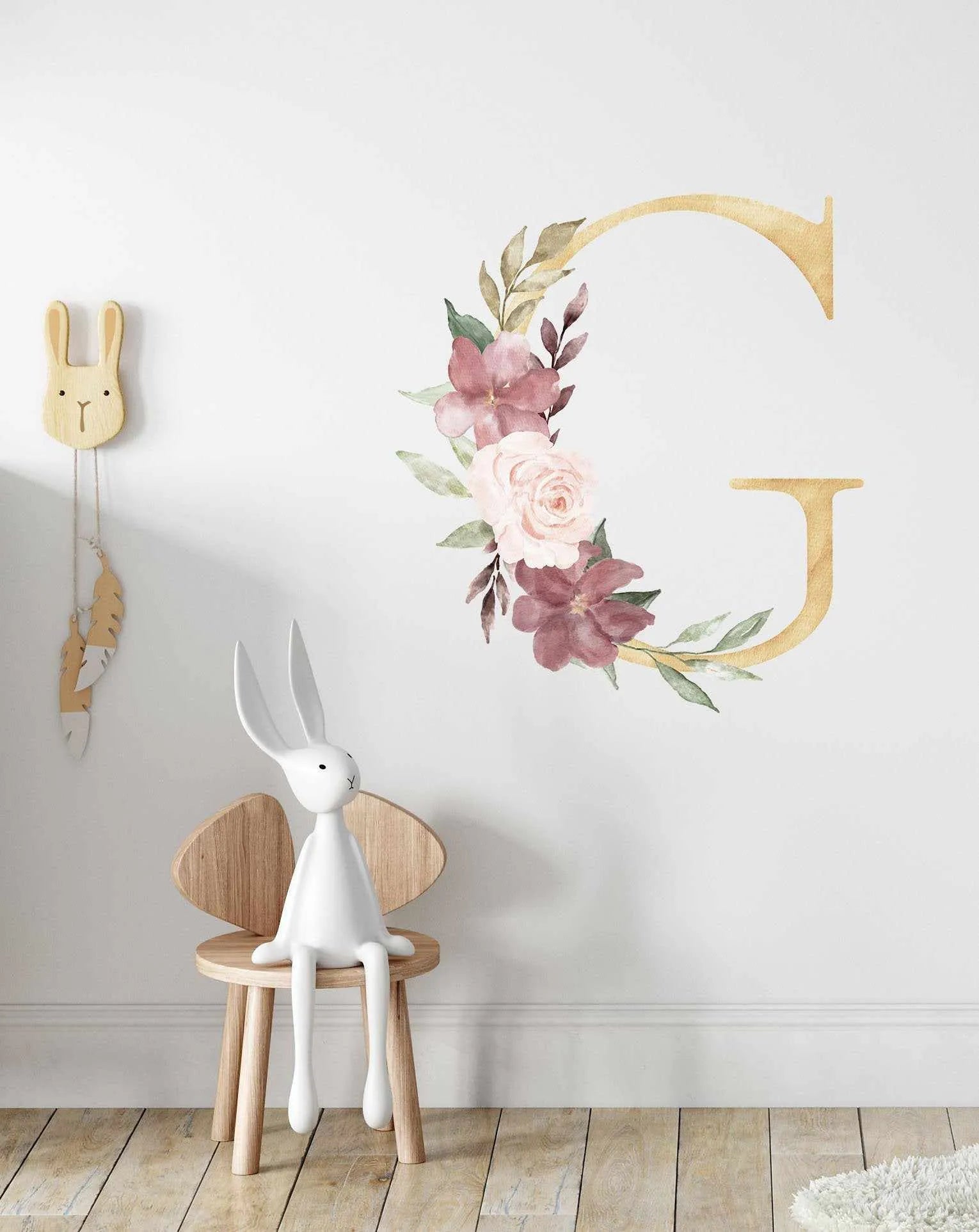 Bohemian Floral Letter Decal-Decals-Olive et Oriel-Decorate your kids bedroom wall decor with removable wall decals, these fabric kids decals are a great way to add colour and update your children's bedroom. Available as girls wall decals or boys wall decals, there are also nursery decals.