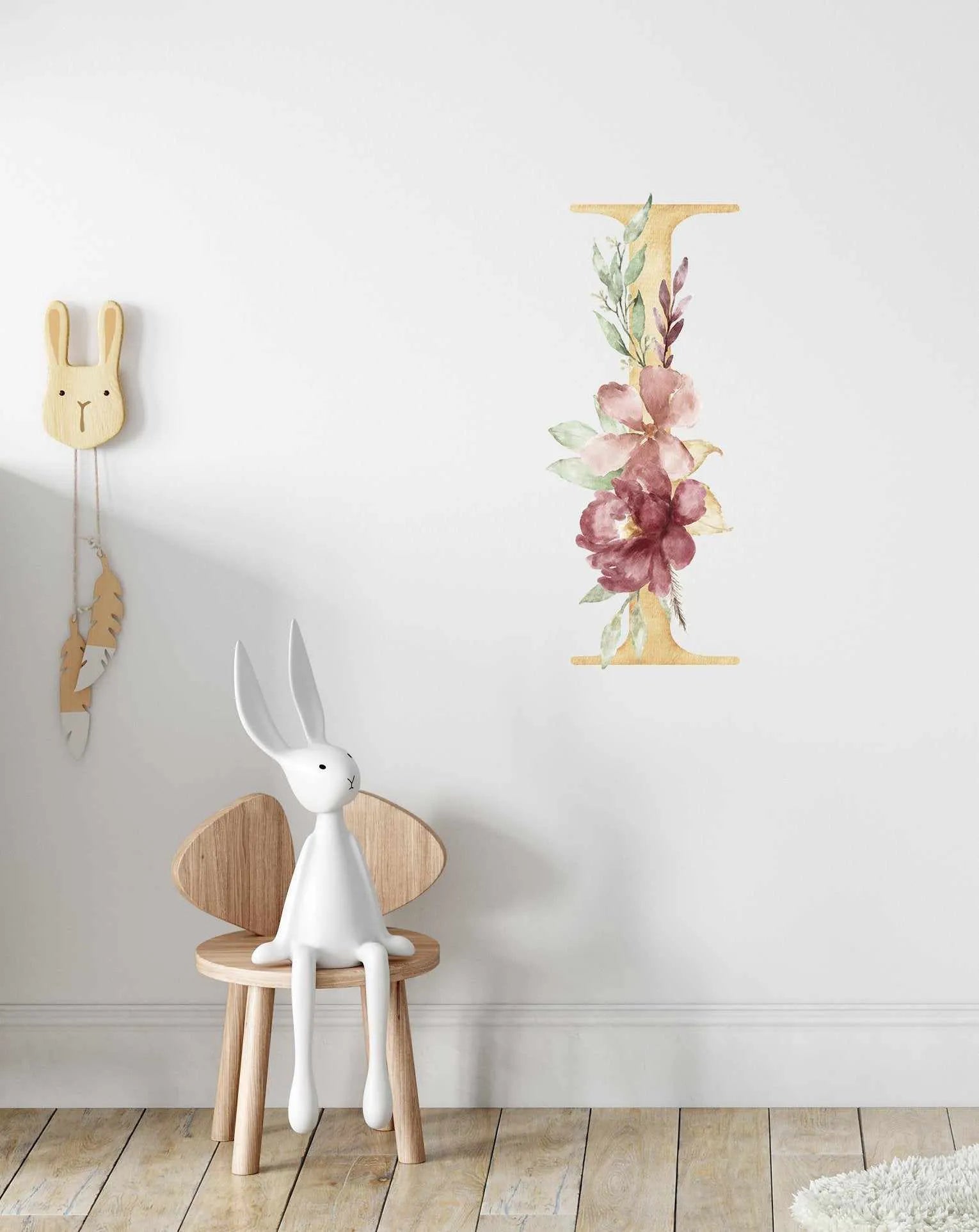 Bohemian Floral Letter Decal-Decals-Olive et Oriel-Decorate your kids bedroom wall decor with removable wall decals, these fabric kids decals are a great way to add colour and update your children's bedroom. Available as girls wall decals or boys wall decals, there are also nursery decals.