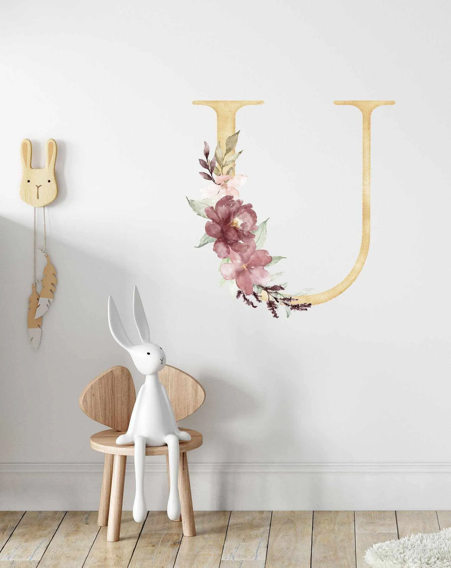 Bohemian Floral Letter Decal-Decals-Olive et Oriel-Decorate your kids bedroom wall decor with removable wall decals, these fabric kids decals are a great way to add colour and update your children's bedroom. Available as girls wall decals or boys wall decals, there are also nursery decals.
