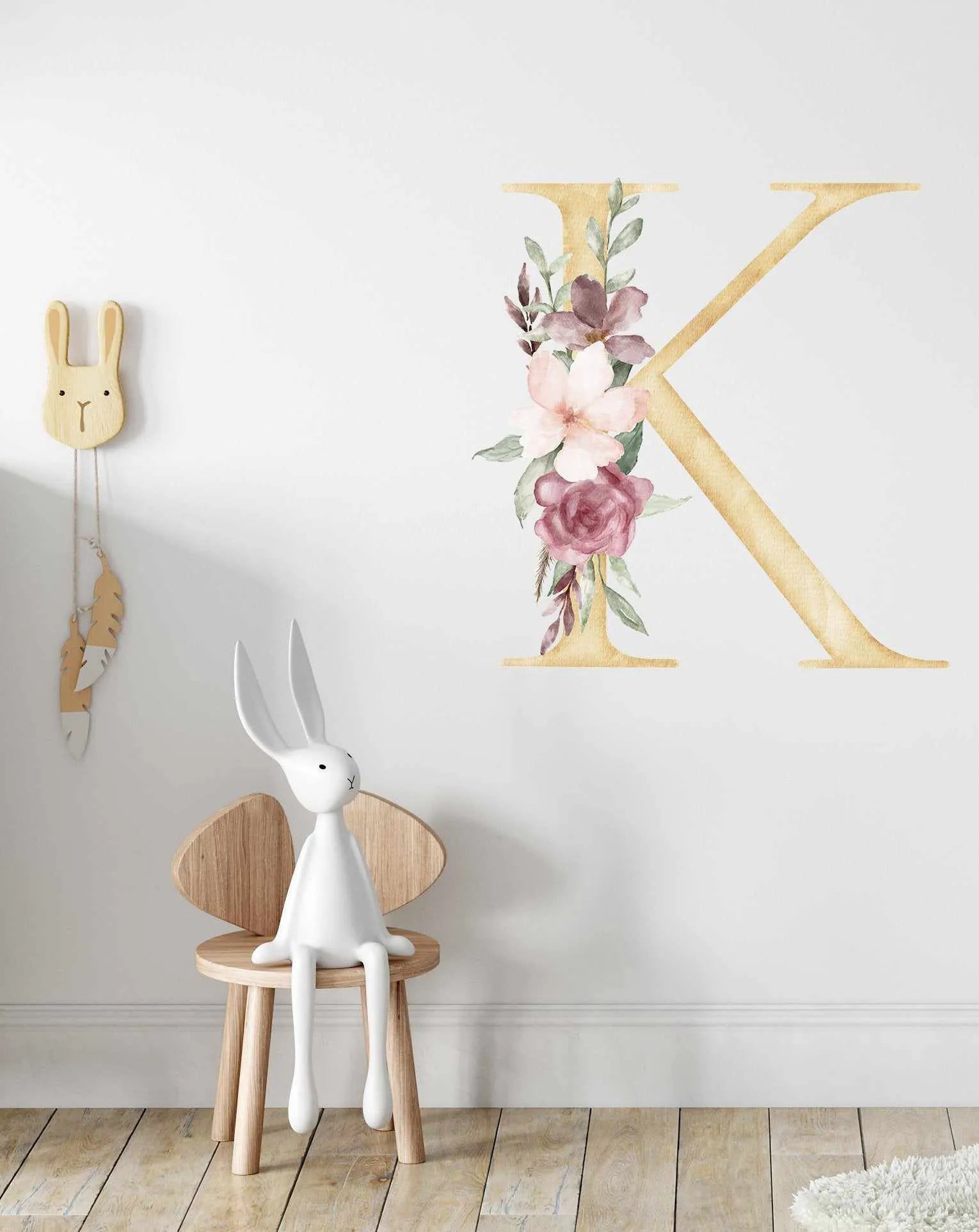 Bohemian Floral Letter Decal-Decals-Olive et Oriel-Decorate your kids bedroom wall decor with removable wall decals, these fabric kids decals are a great way to add colour and update your children's bedroom. Available as girls wall decals or boys wall decals, there are also nursery decals.