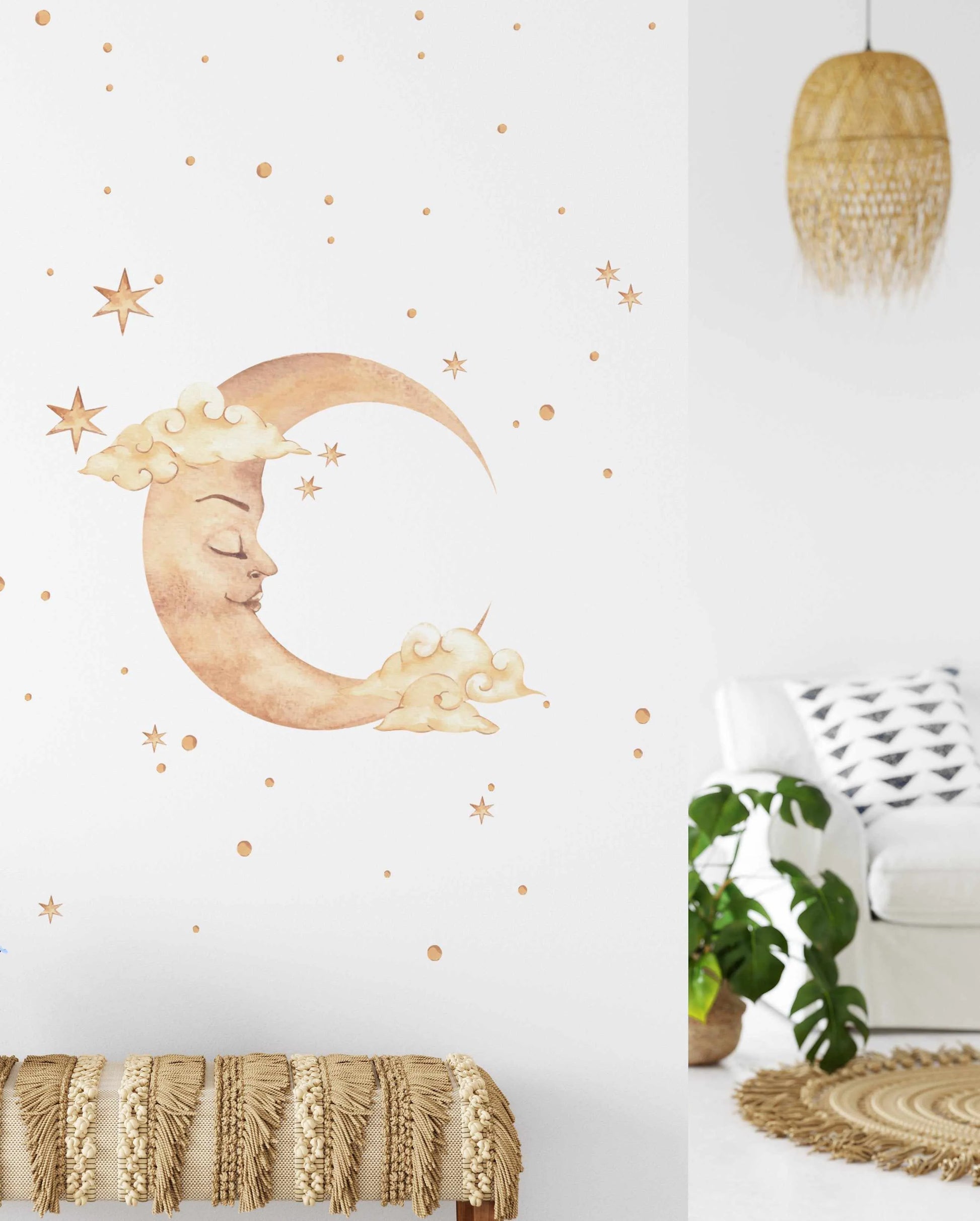 Bohemian Moon Decal Set-Decals-Olive et Oriel-Decorate your kids bedroom wall decor with removable wall decals, these fabric kids decals are a great way to add colour and update your children's bedroom. Available as girls wall decals or boys wall decals, there are also nursery decals.