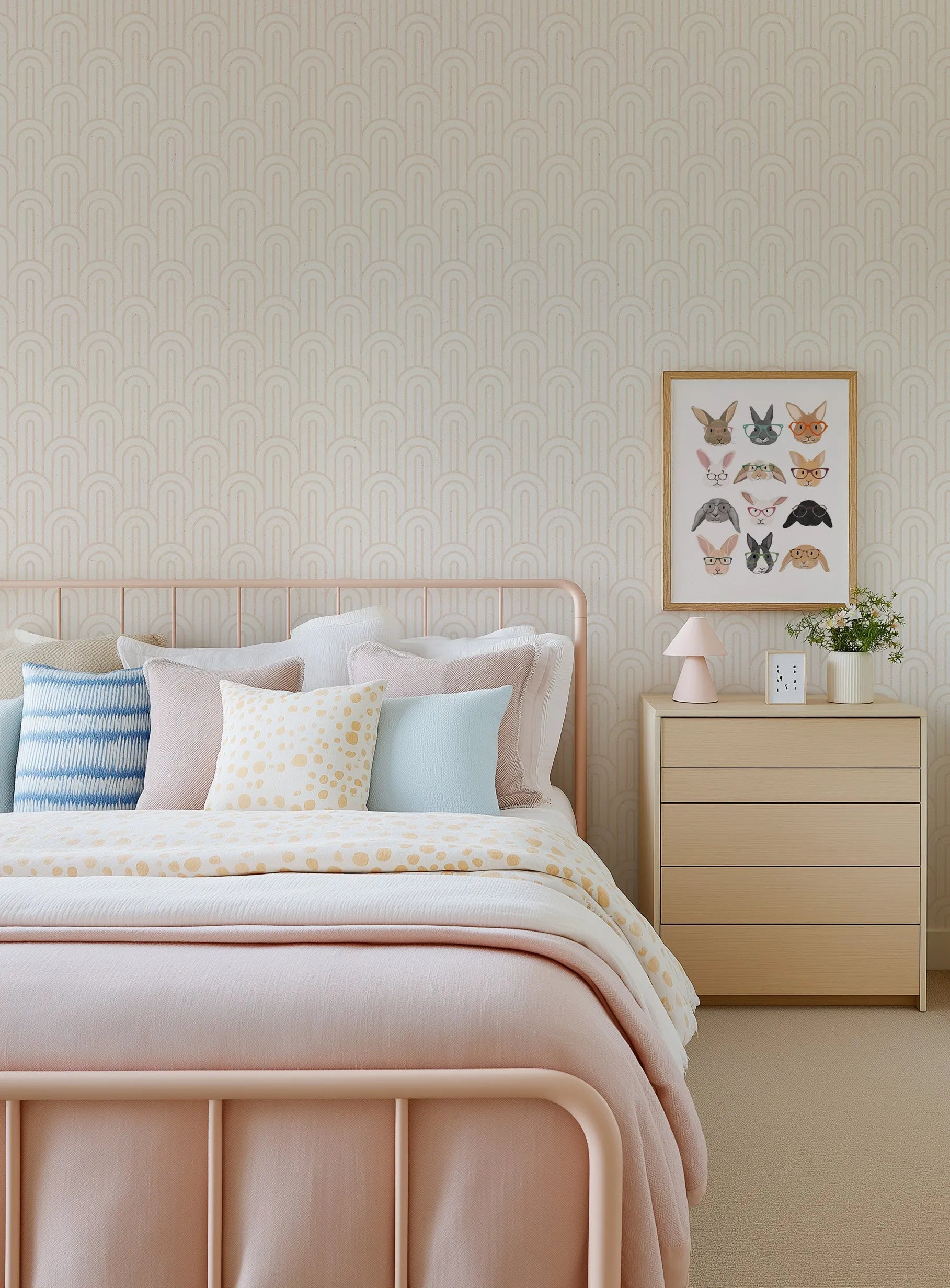 Bohemian Arches | Almond Wallpaper from Olive et Oriel where you can shop wallpaper and artworks online