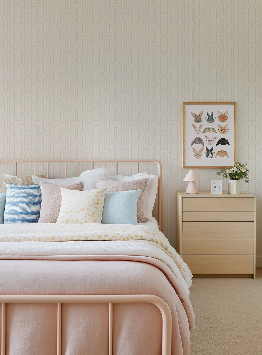 Bohemian Arches | Almond Wallpaper from Olive et Oriel where you can shop wallpaper and artworks online