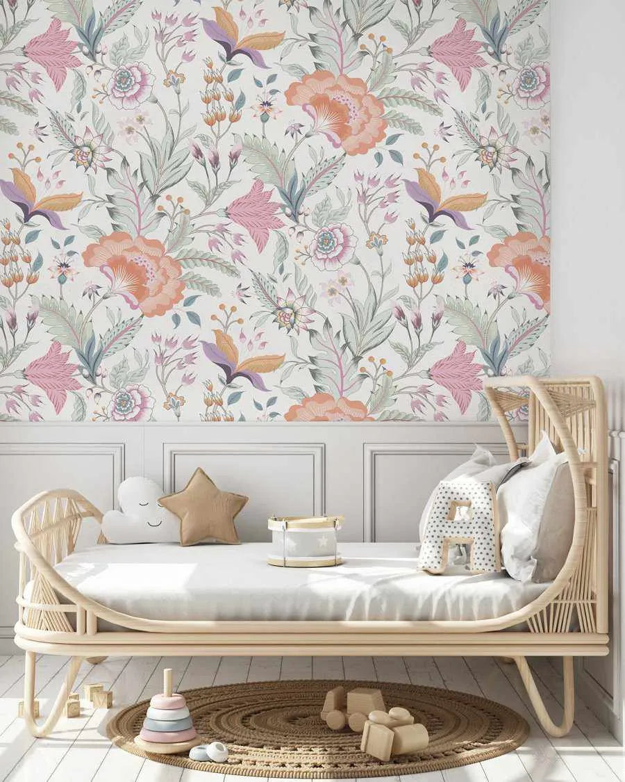 Boho Blooms Wallpaper | Pepper-Wallpaper-Buy Kids Removable Wallpaper Online Our Custom Made Children‚àö¬¢‚Äö√á¬®‚Äö√ë¬¢s Wallpapers Are A Fun Way To Decorate And Enhance Boys Bedroom Decor And Girls Bedrooms They Are An Amazing Addition To Your Kids Bedroom Walls Our Collection of Kids Wallpaper Is Sure To Transform Your Kids Rooms Interior Style From Pink Wallpaper To Dinosaur Wallpaper Even Marble Wallpapers For Teen Boys Shop Peel And Stick Wallpaper Online Today With Olive et Oriel