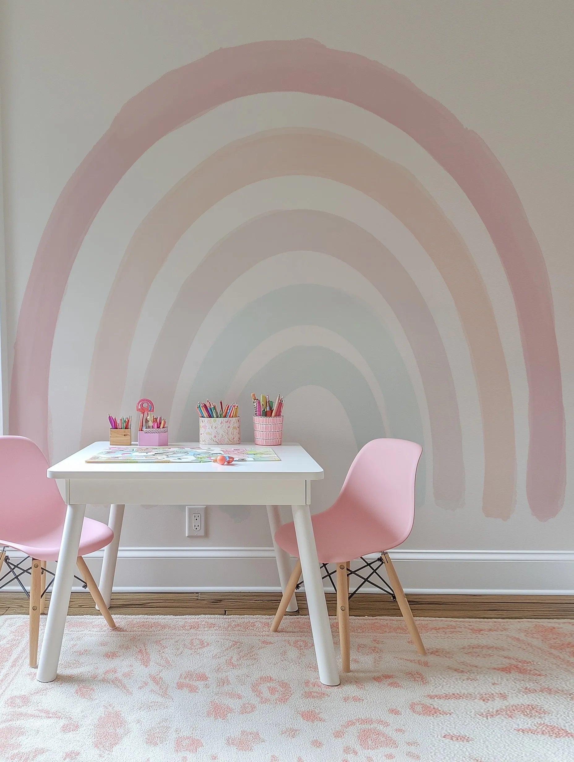 Boho Rainbow Wallpaper Mural from Olive et Oriel where you can shop wallpaper and artworks online