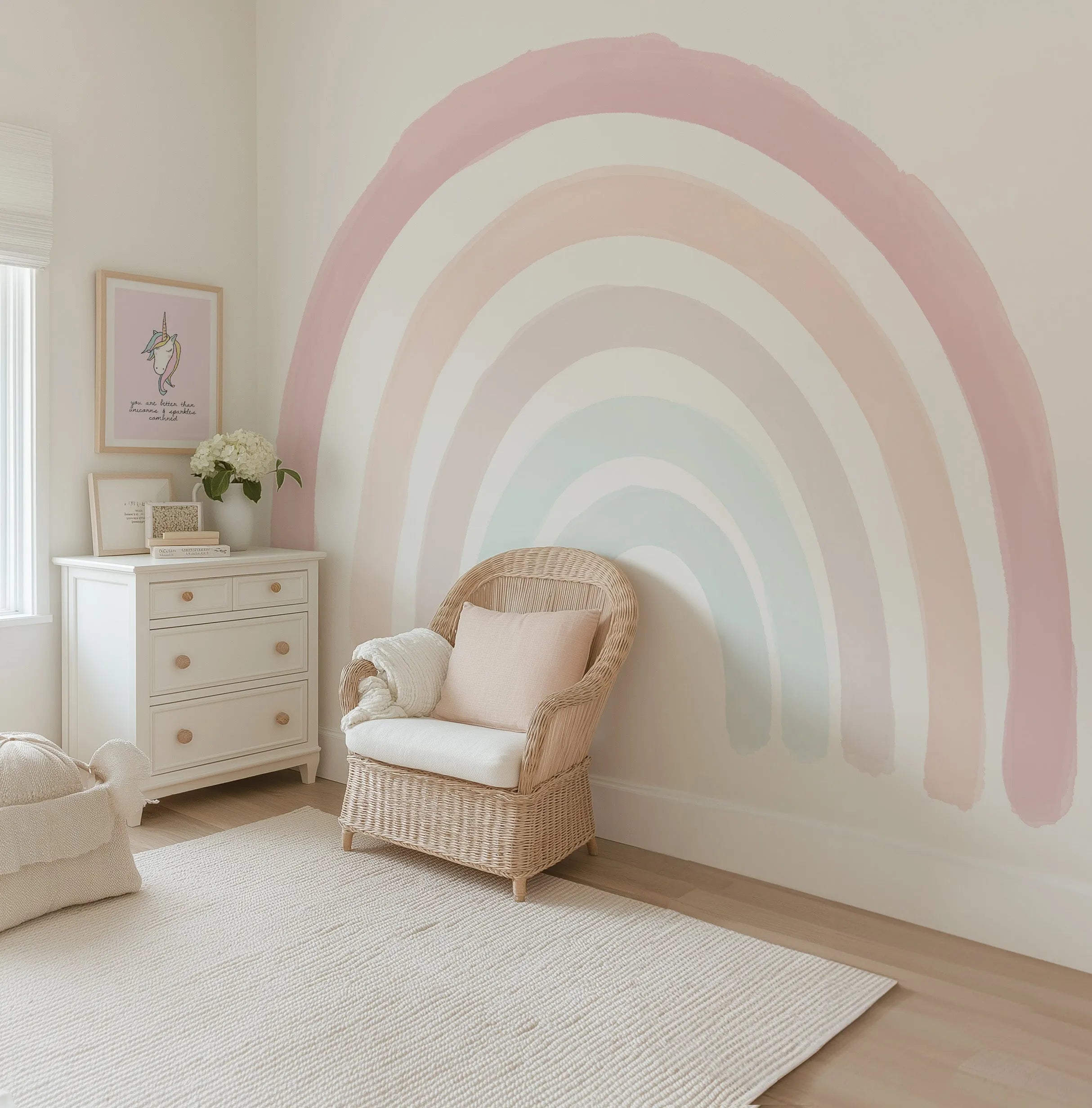 Boho Rainbow Wallpaper Mural from Olive et Oriel where you can shop wallpaper and artworks online