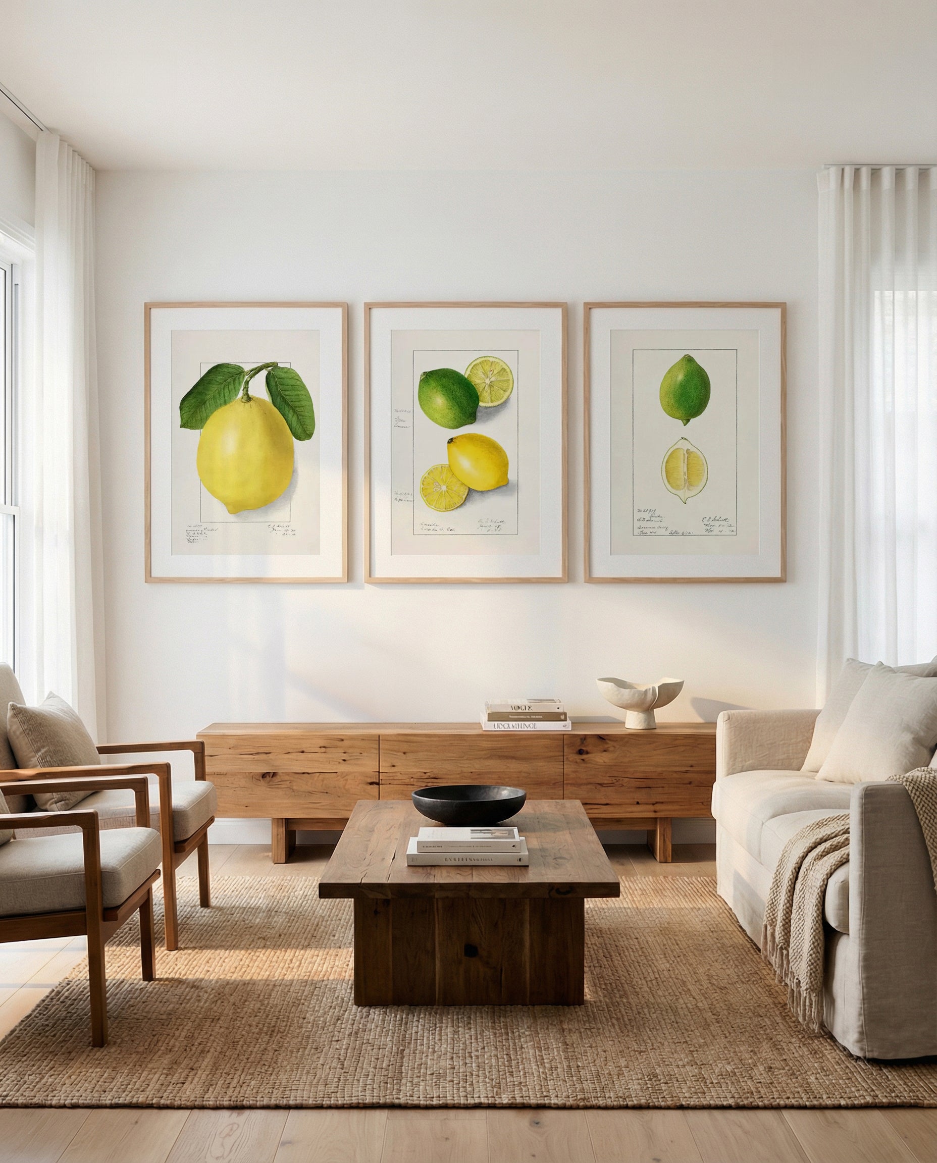 Bold Lemon, Lime & Lemon and Lime Vintage Poster | 3 Piece Wall Art Set