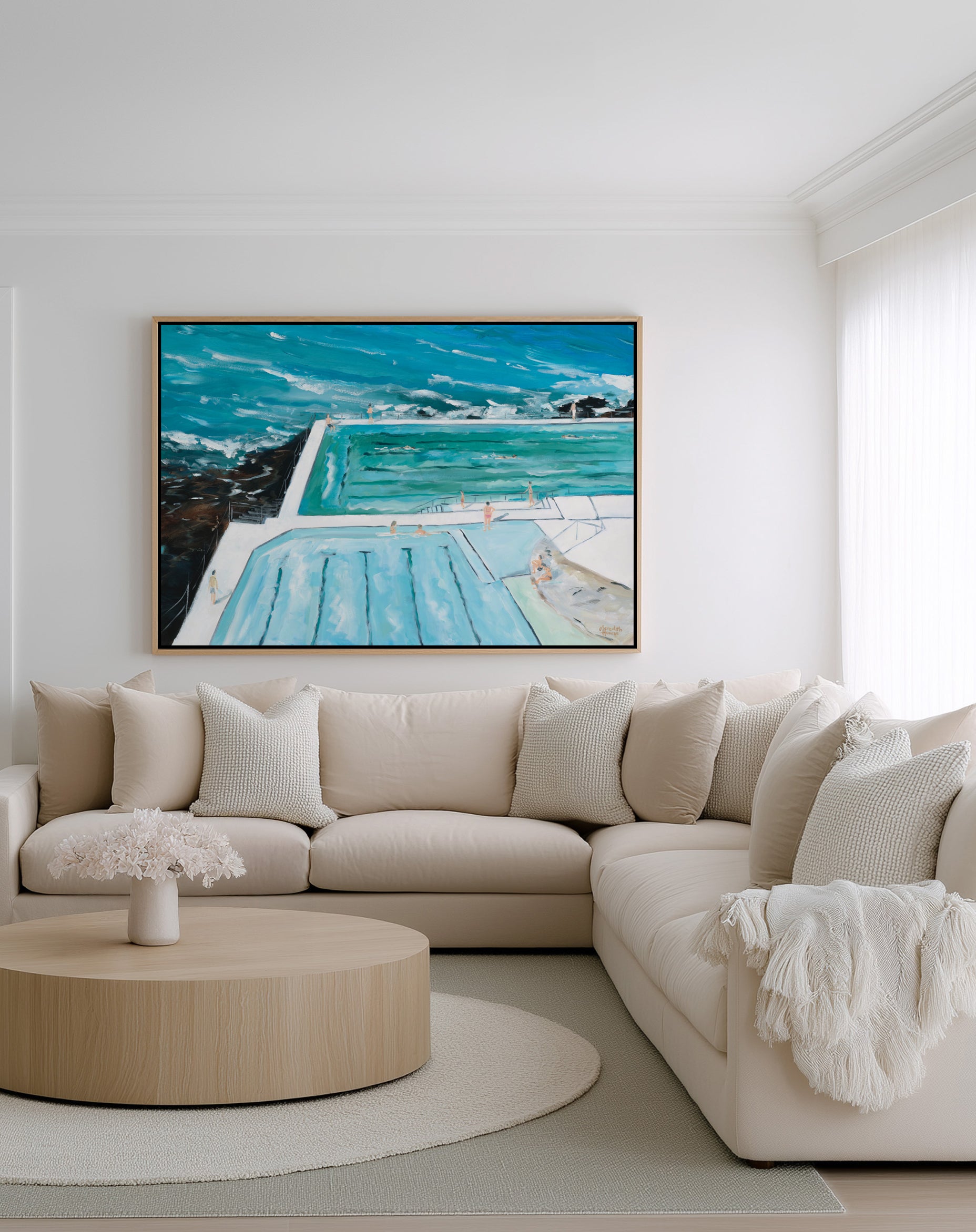 Bondi Icebergs Swim by Meredith Howse | Framed Canvas Art Print