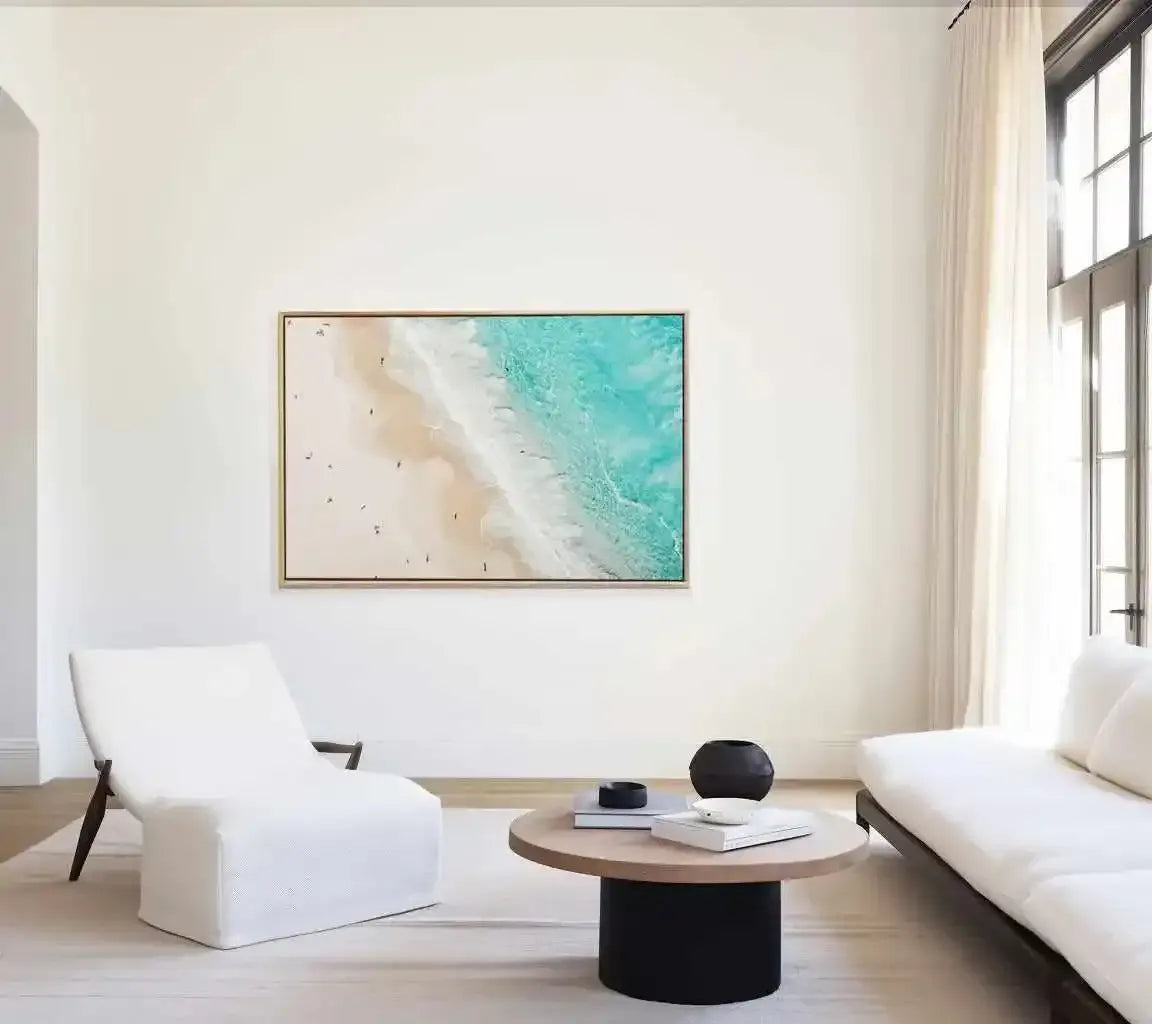 Bondi Splits | Aerial Photo Wall Framed Canvas Art Print from Olive et Oriel where you can shop wallpaper and artworks online